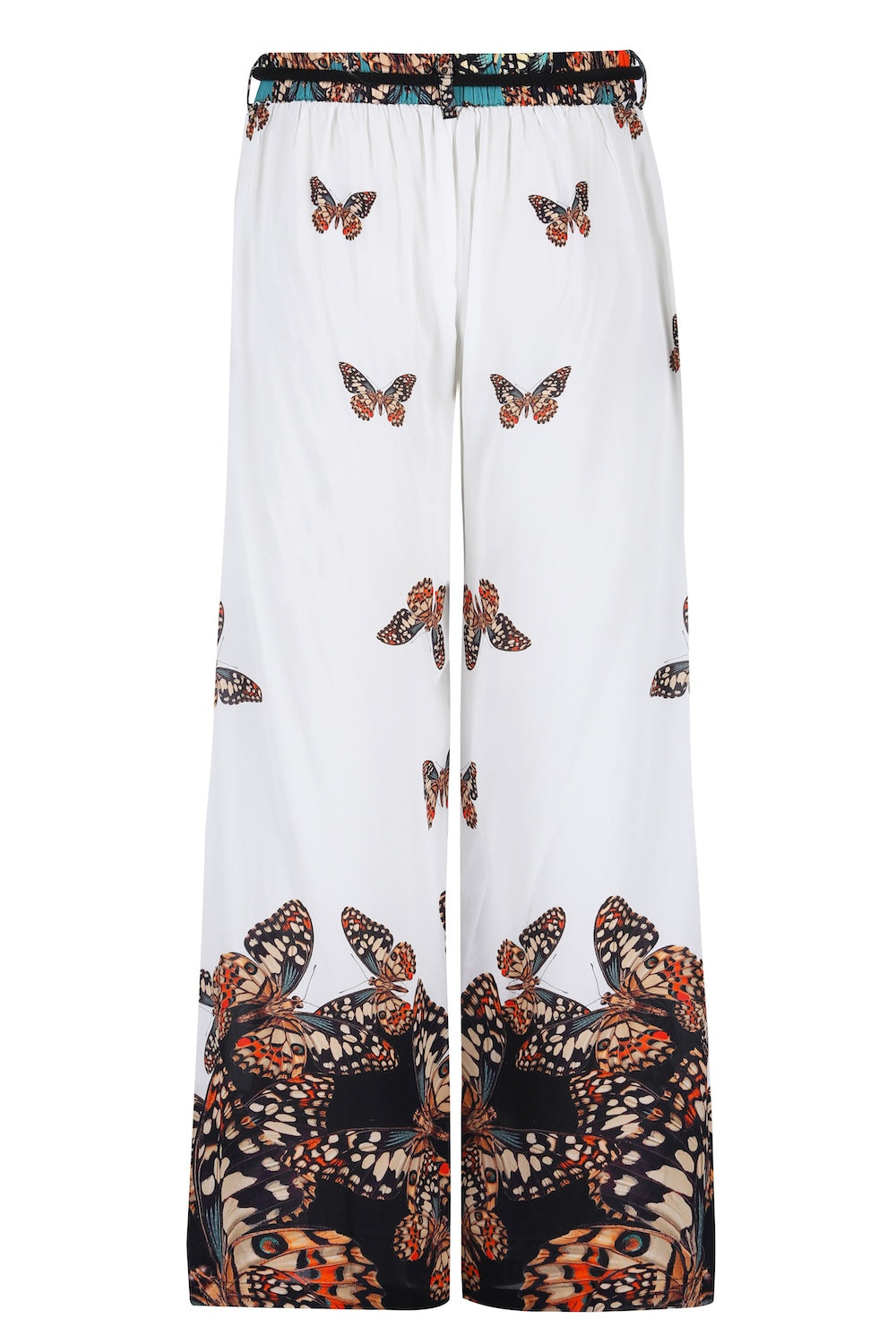 Front view of the Orange, White & Black Corasone Lucy Pants (TheSwankStore) Soft Viscose fabric