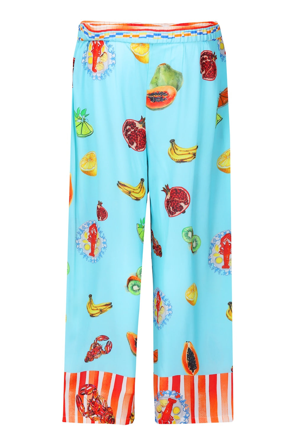 Front view of the Green, Yellow and Orange Lucciano Ivy Pants (TheSwankStore) Soft Viscose fabric