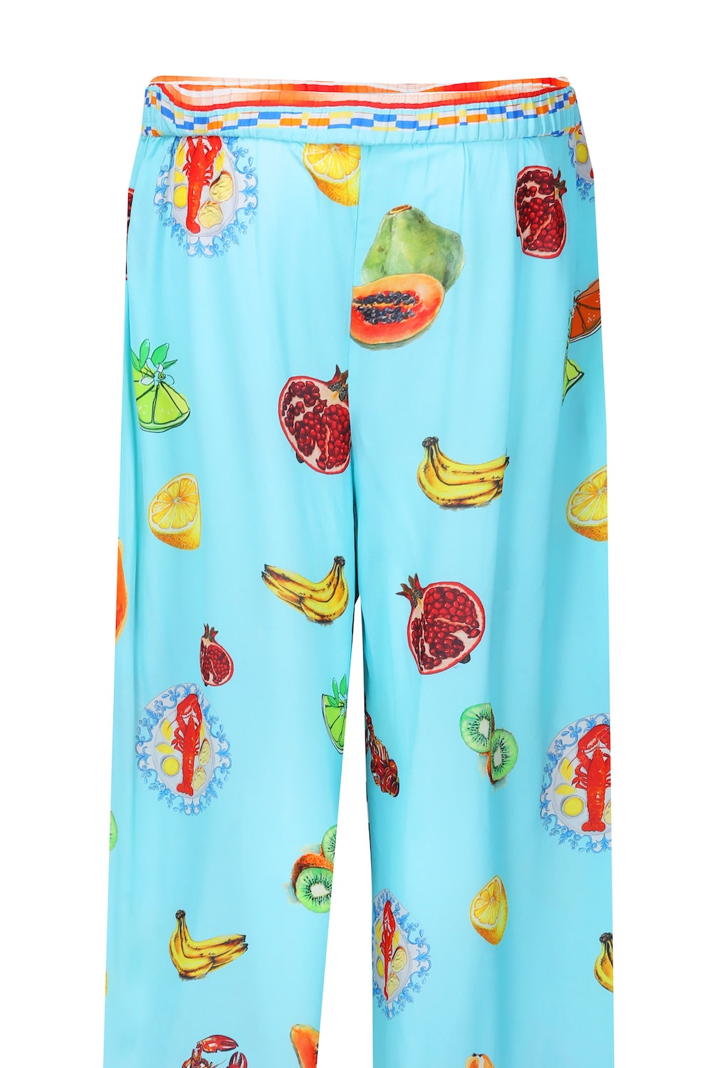 Front view of the Green, Yellow and Orange Lucciano Ivy Pants (TheSwankStore) Soft Viscose fabric