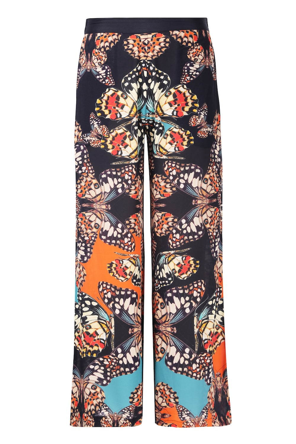 Front view of the Orange, White & Black Corasone Ivy Pants (TheSwankStore) Soft Viscose fabric