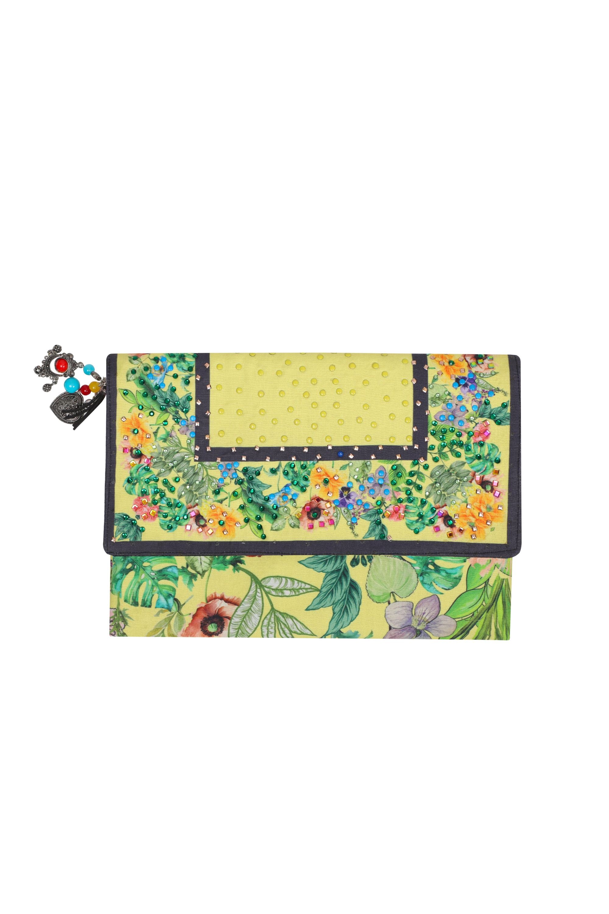 Yellow, green and black Calico Clutch Bag (TheSwankStore)