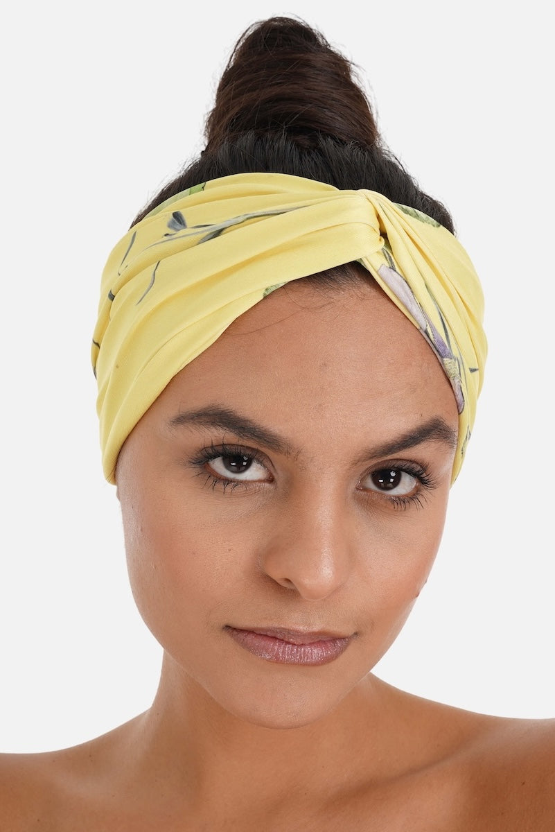 Yellow, green and black Calico Headband (TheSwankStore) Viscose Crepe fabric