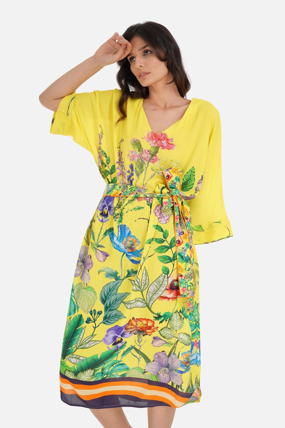 CALICO - MIDI DRESS WITH SHORT SLEEVE - TheSwankStore