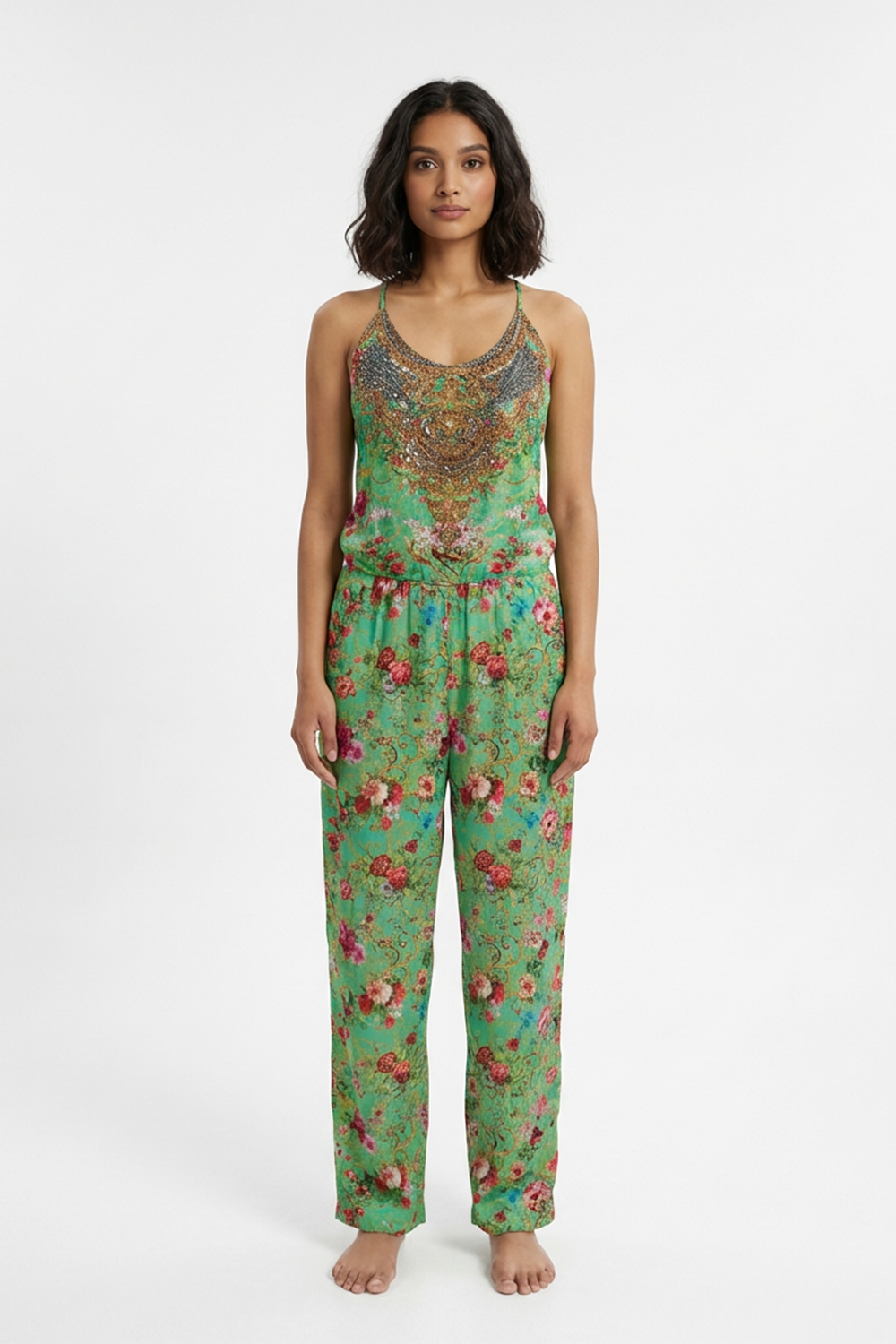 CHARTRUESE - JUMPSUIT 100% Silk (Size - L/XL) - TheSwankStore