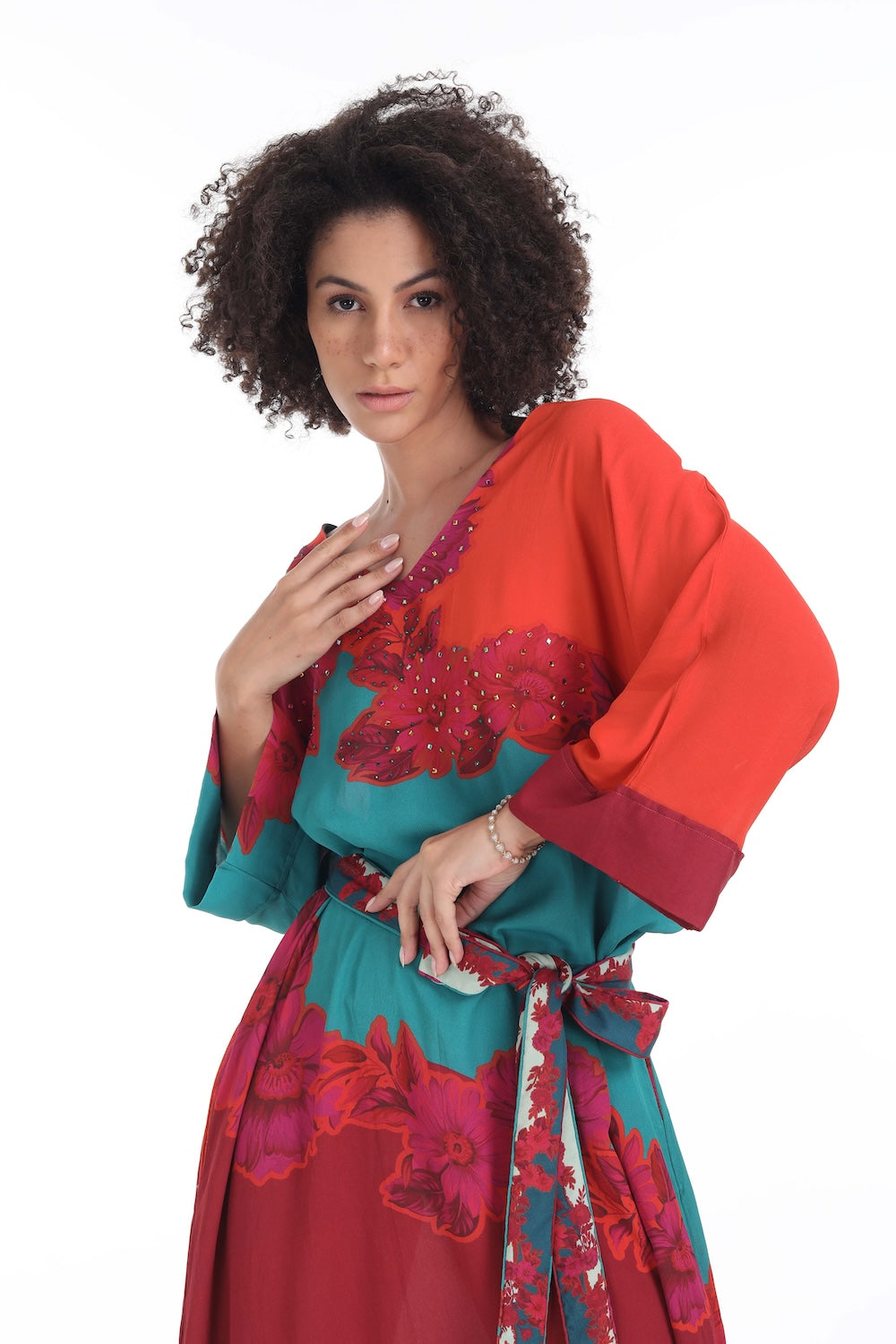 FIORENZE - MIDI DRESS WITH SHORT SLEEVE - TheSwankStore