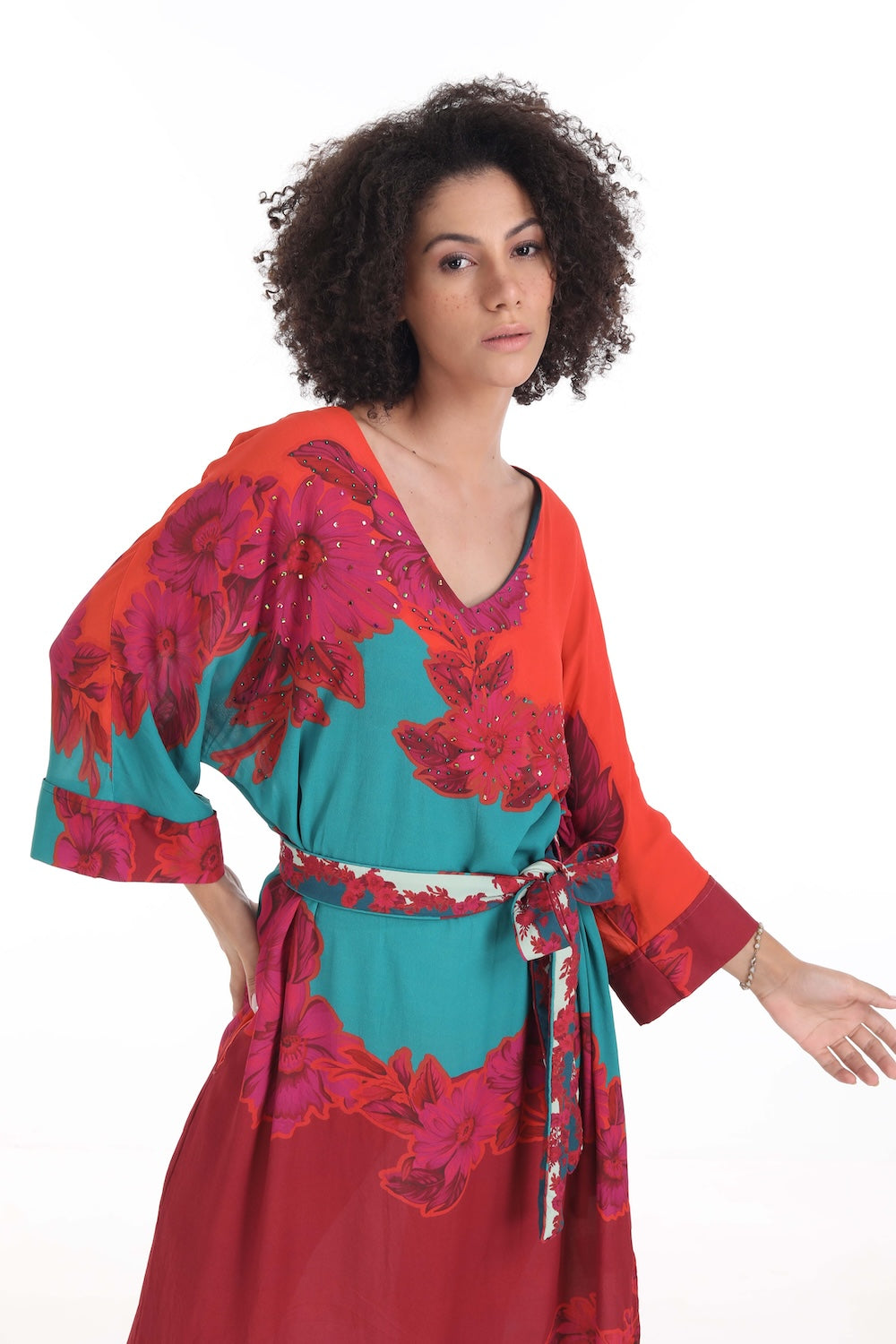 FIORENZE - MIDI DRESS WITH SHORT SLEEVE - TheSwankStore