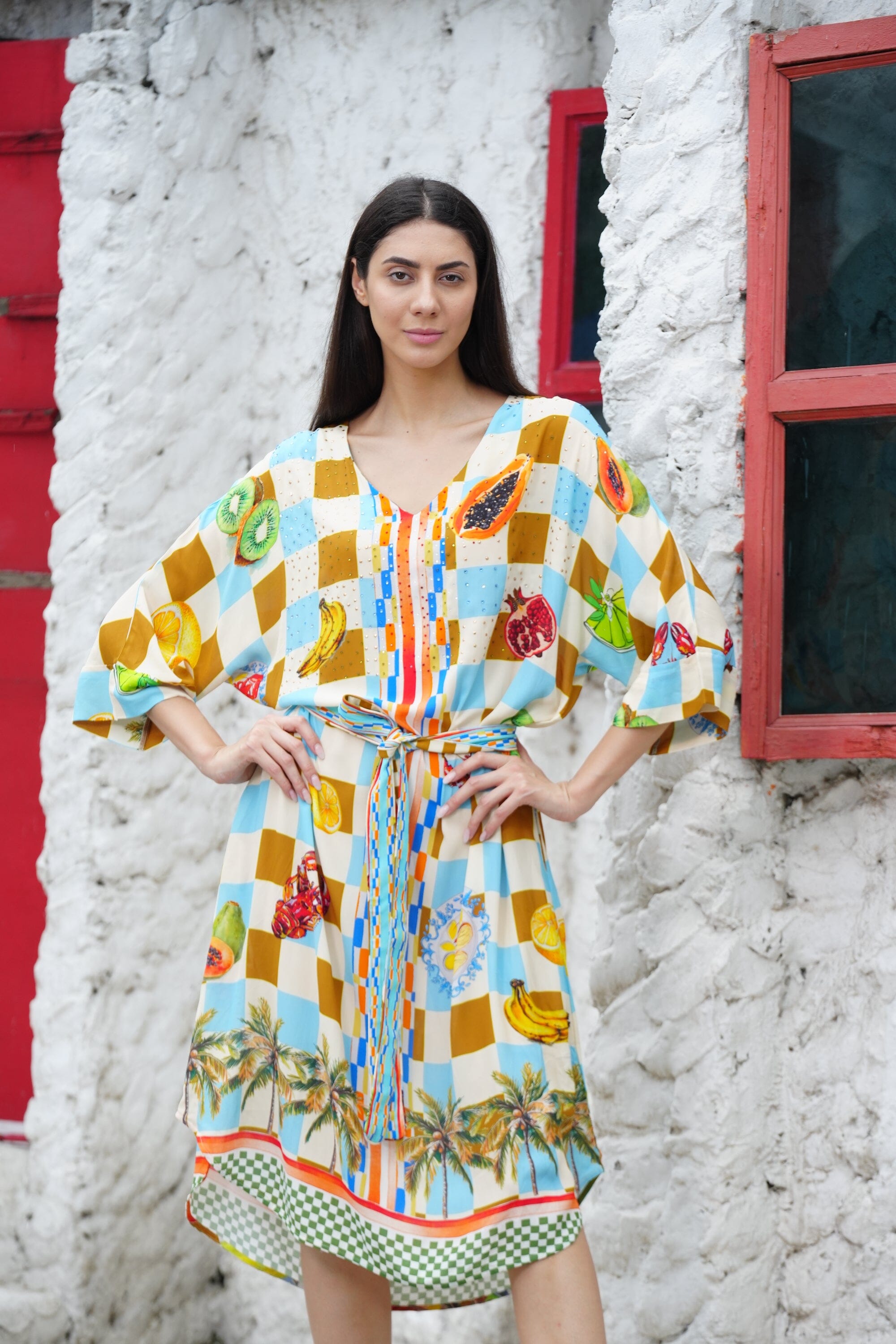 LUCCIANO - MIDI DRESS WITH SHORT SLEEVE - TheSwankStore