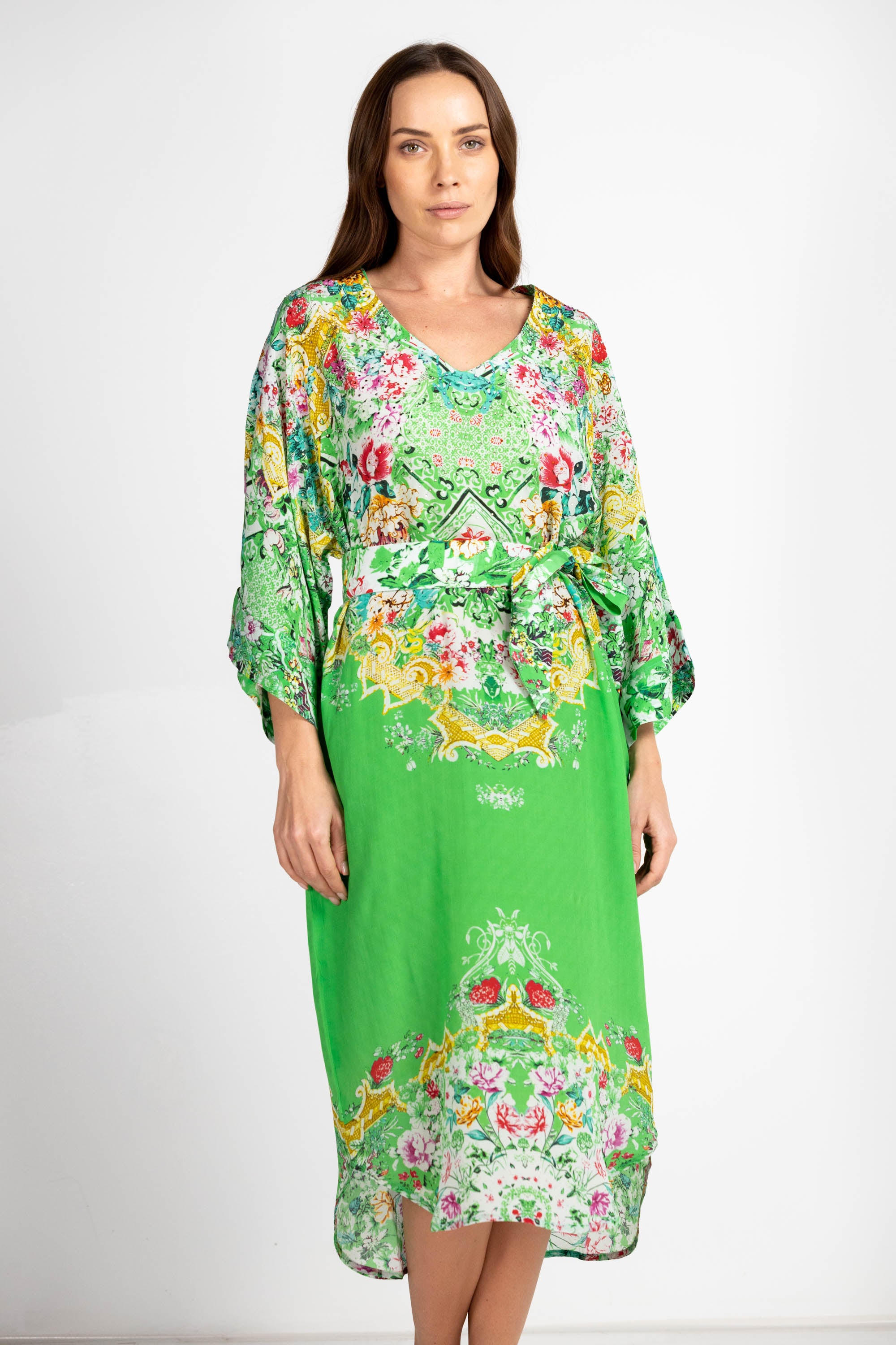 VERSAILLES GARDENIA - FISH DRESS 100% Silk (Size - XL/XXL) - TheSwankStore