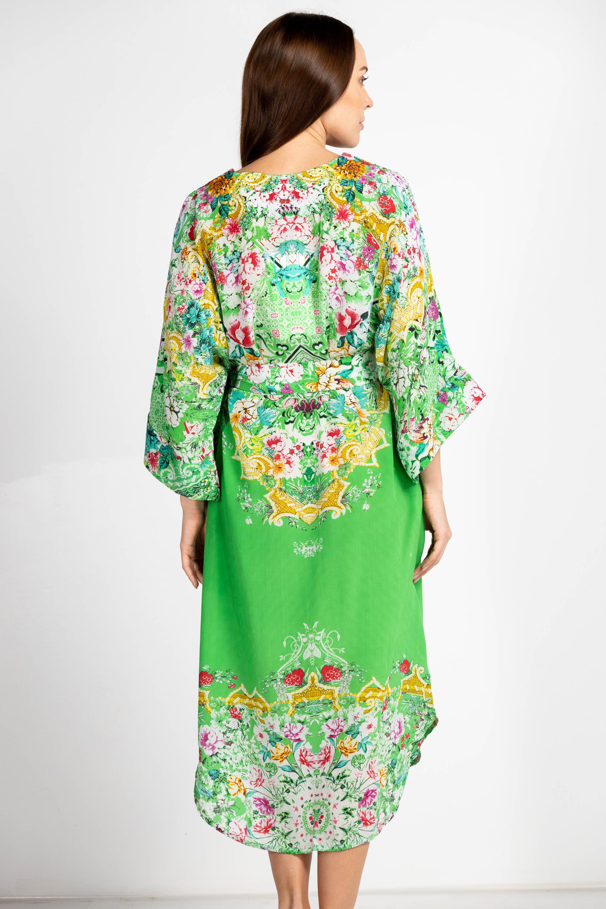 VERSAILLES GARDENIA - FISH DRESS 100% Silk (Size - XL/XXL) - TheSwankStore