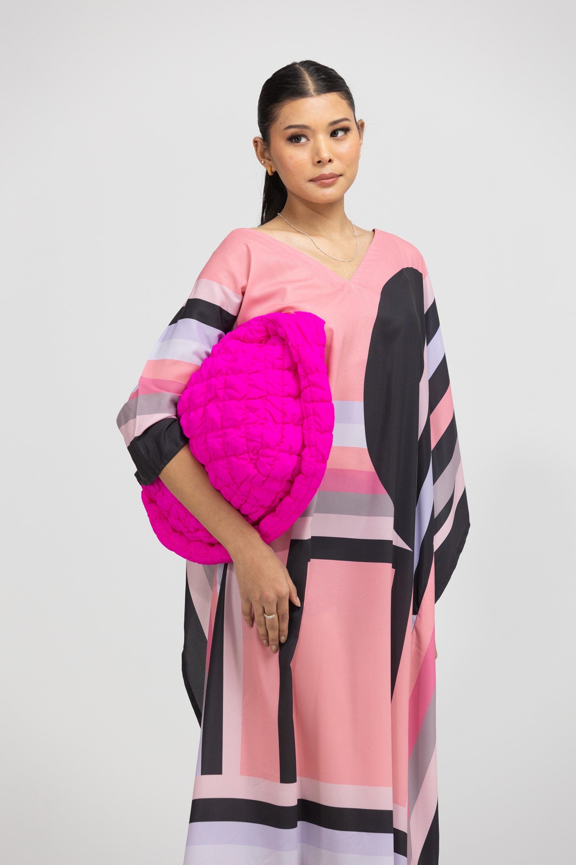 GEOMETRIC LINE - SAKURA - LONG KAFTAN - TheSwankStore