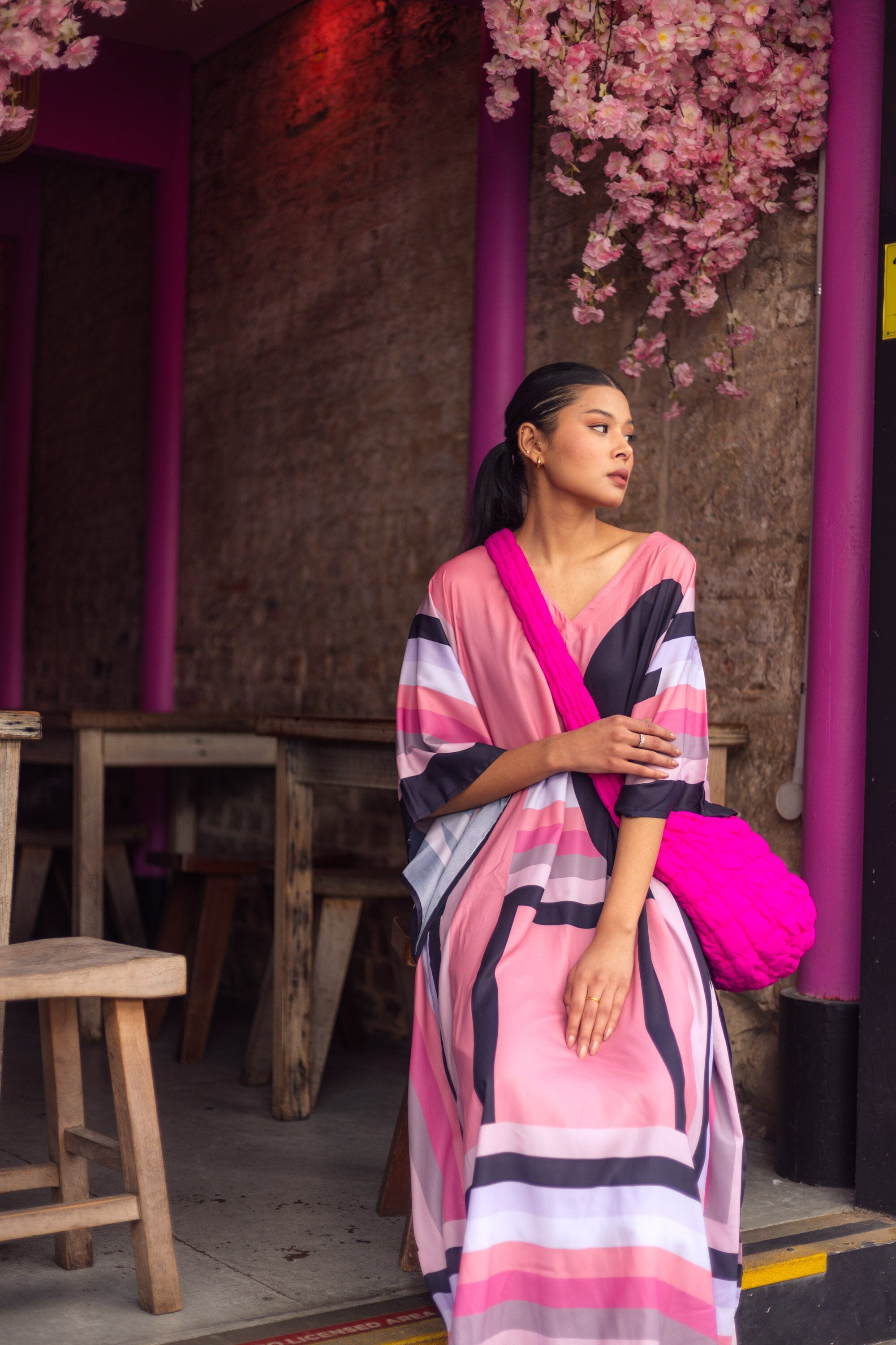 GEOMETRIC LINE - SAKURA - LONG KAFTAN - TheSwankStore