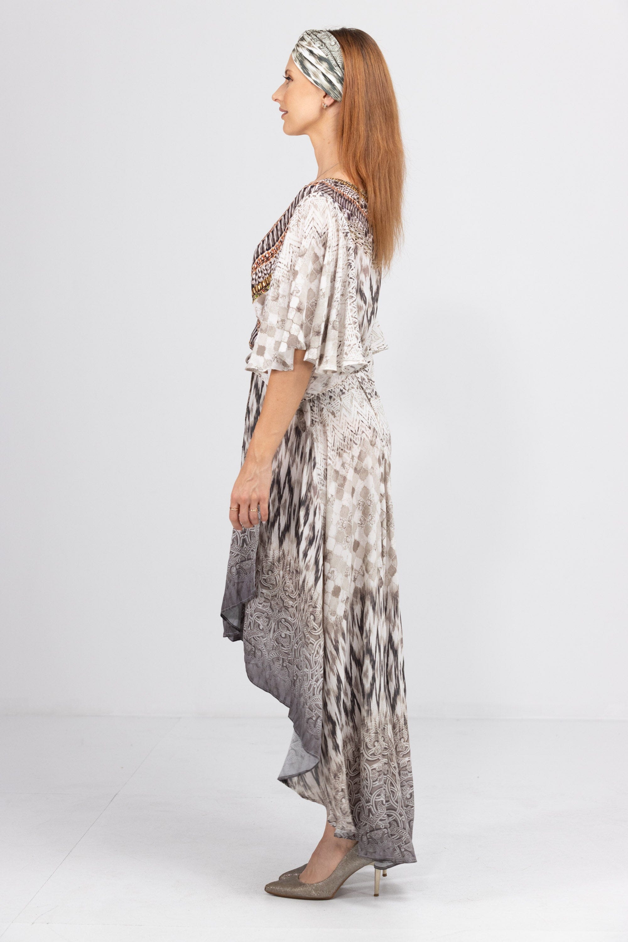 MONTE BLANCO - WRAP DRESS WITH SHORT SLEEVE - TheSwankStore