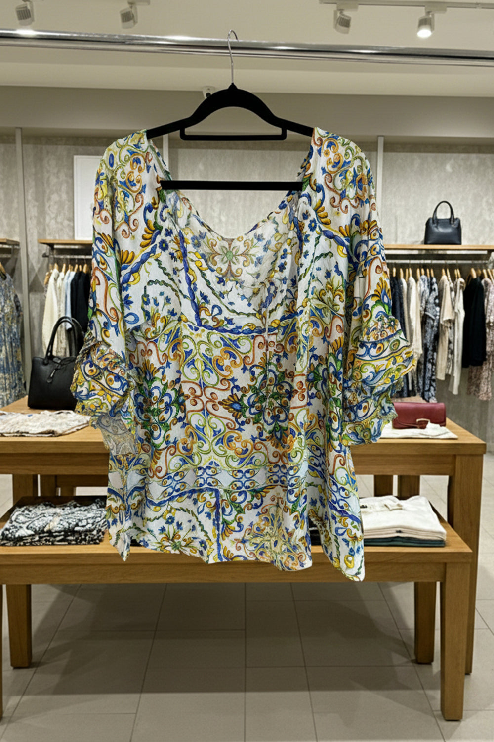 the Bondi Resortwear Primavera Boho Top showing its relaxed boho silhouette and summer charm