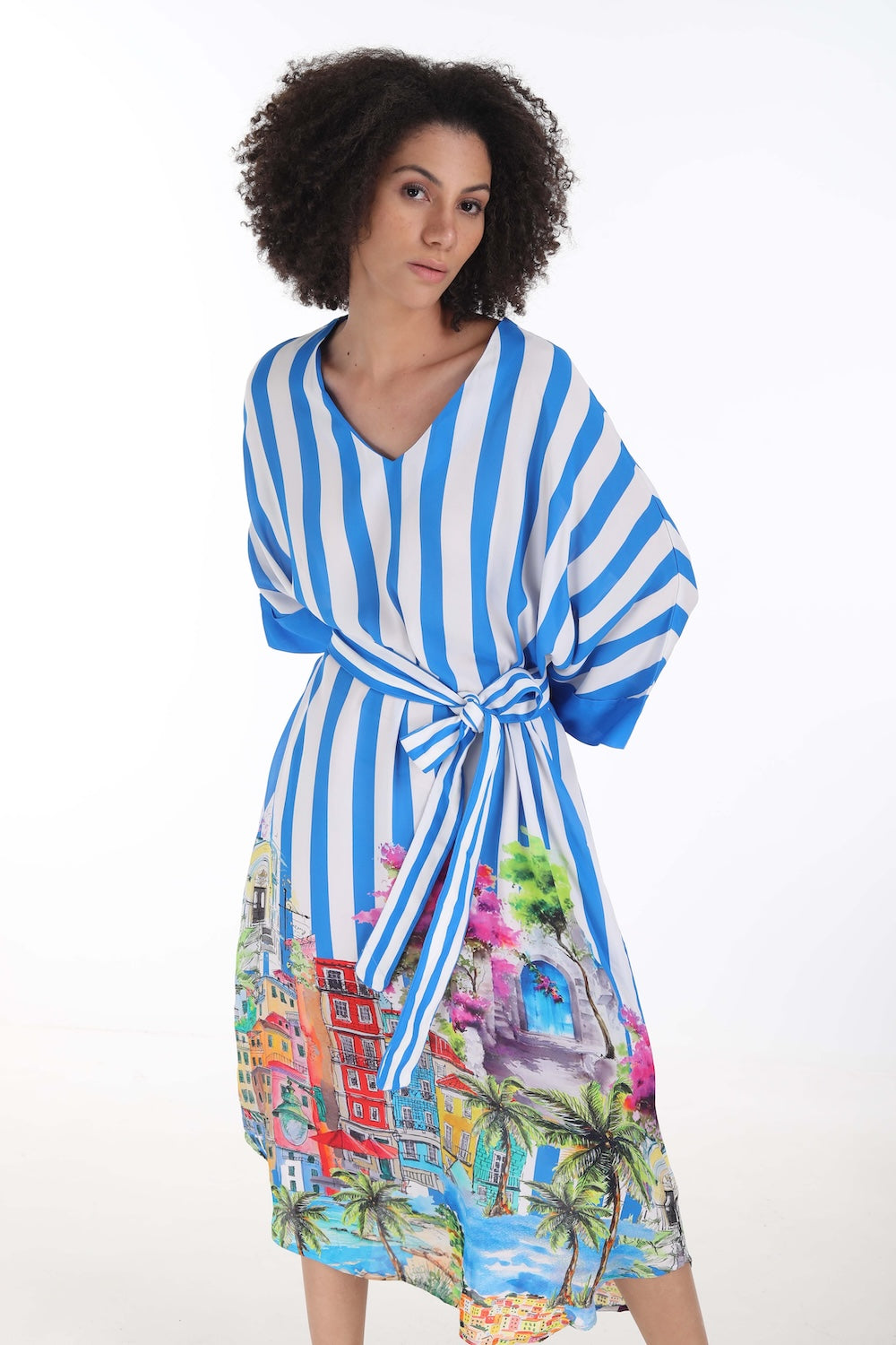 ST TROPEZ - MIDI DRESS WITH SHORT SLEEVE - TheSwankStore