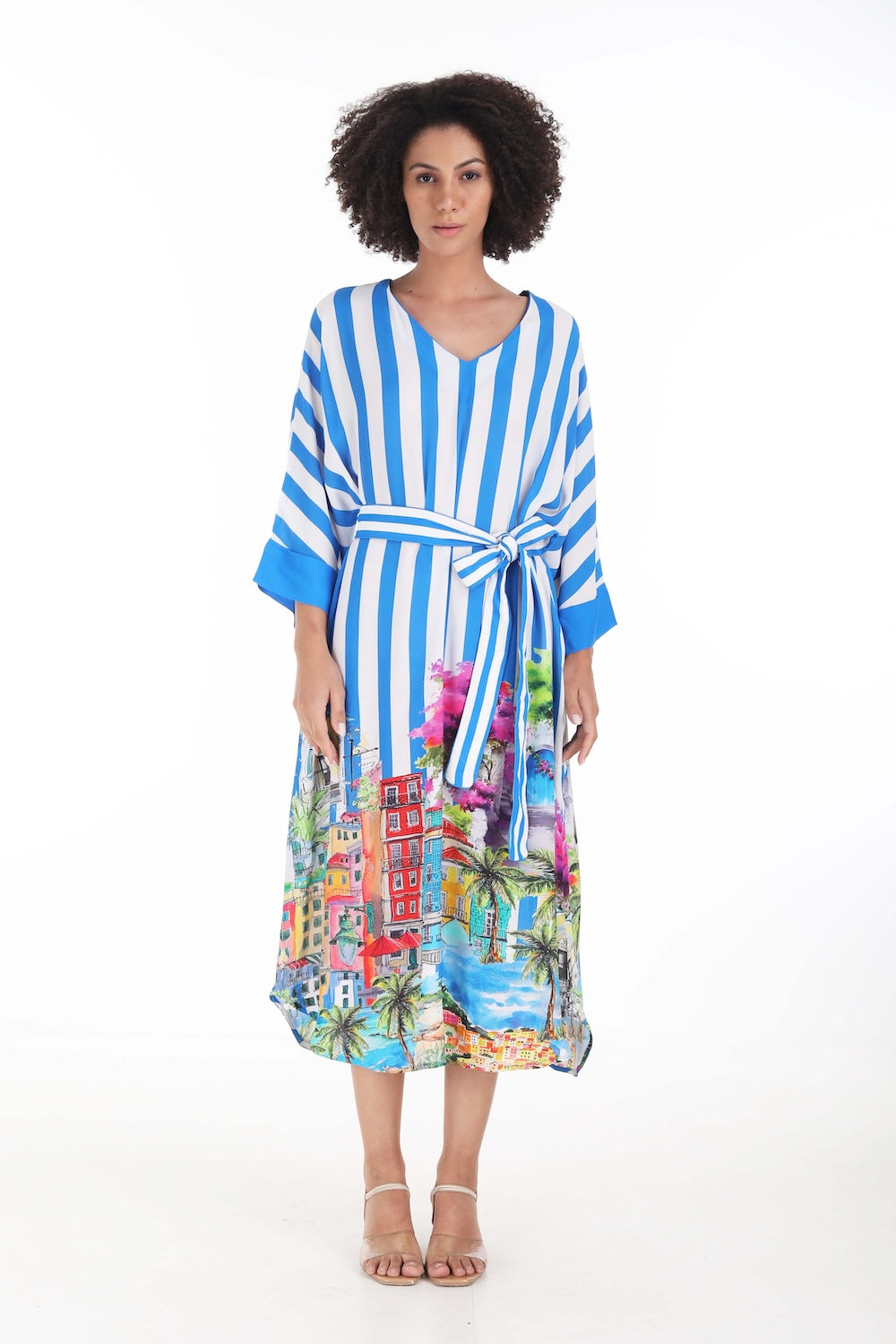 ST TROPEZ - MIDI DRESS WITH SHORT SLEEVE - TheSwankStore