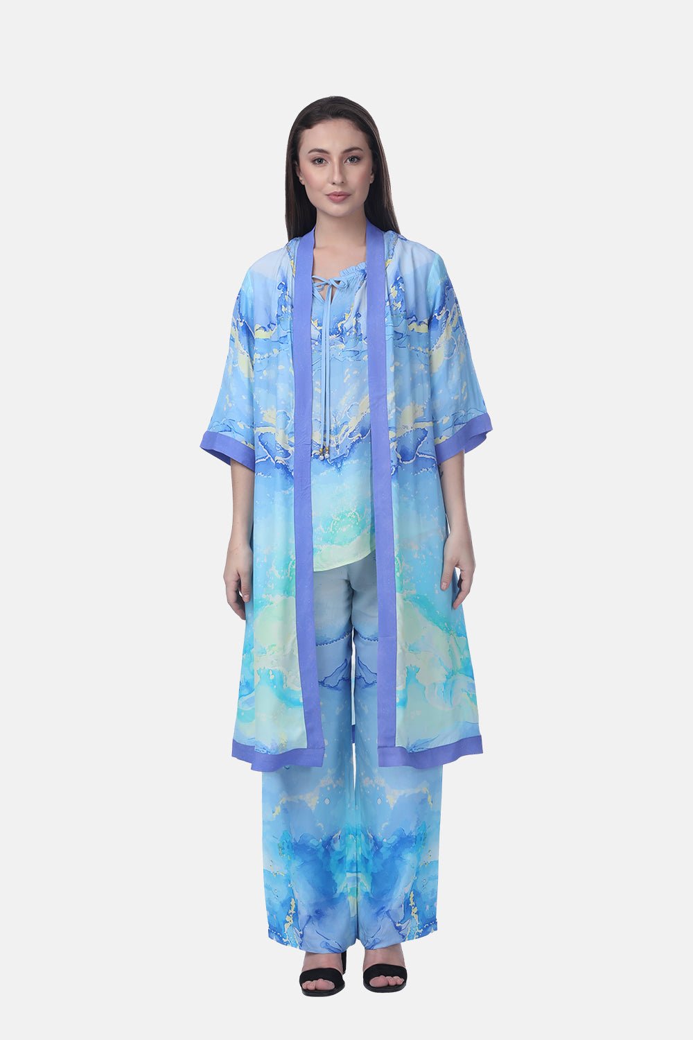 TEMPER BLUE - KIMONO LONG SHRUG - TheSwankStore