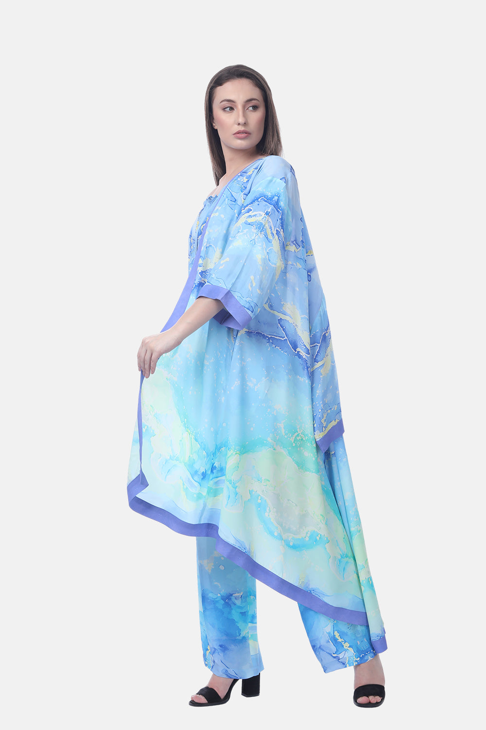 TEMPER BLUE - KIMONO LONG SHRUG - TheSwankStore
