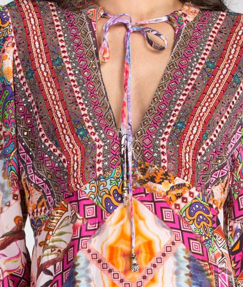 TUNISIA - Boho Mini Dress With Bell Sleeve - TheSwankStore
