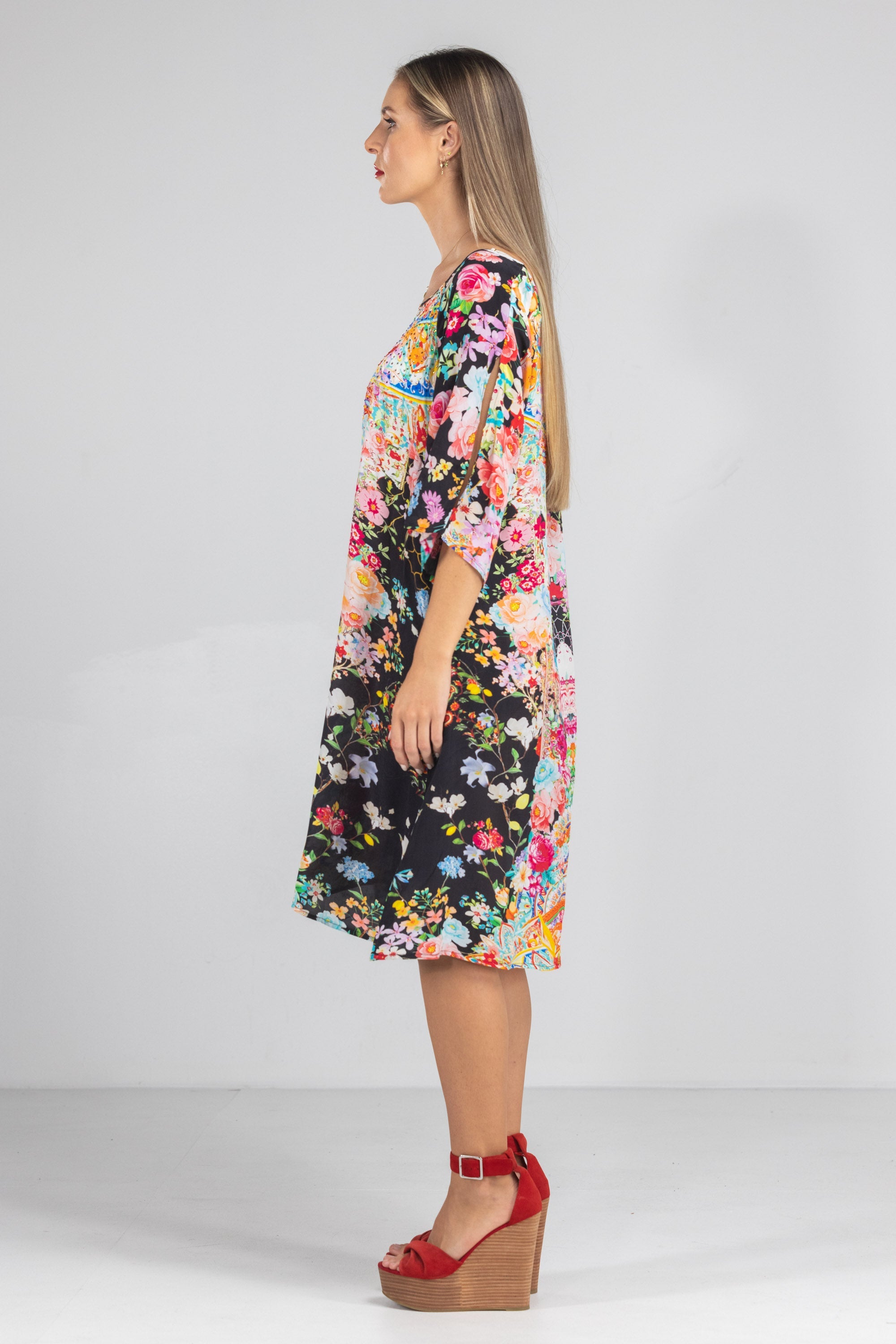 FLORINA NOIR - SLIT SLEEVE DRESS - TheSwankStore