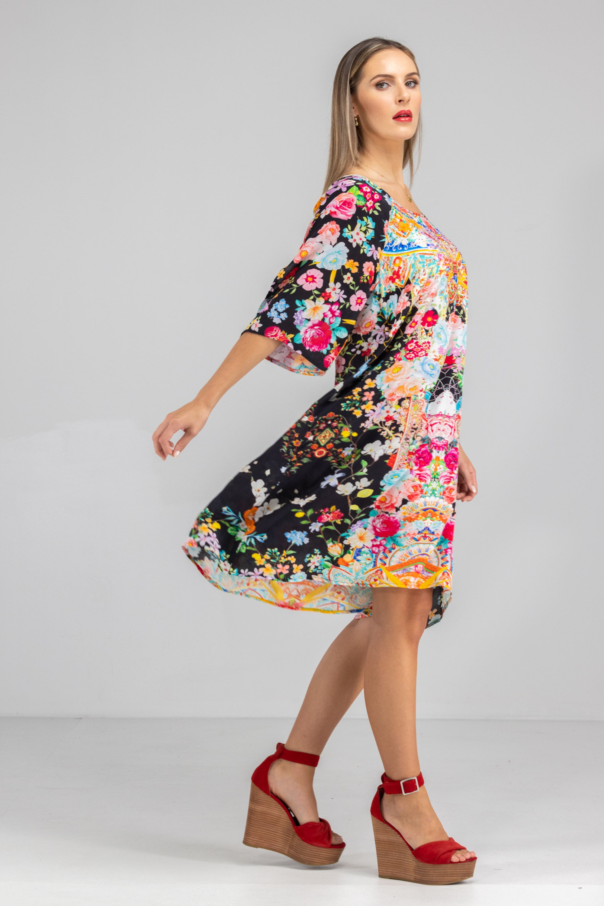 FLORINA NOIR - SLIT SLEEVE DRESS - TheSwankStore