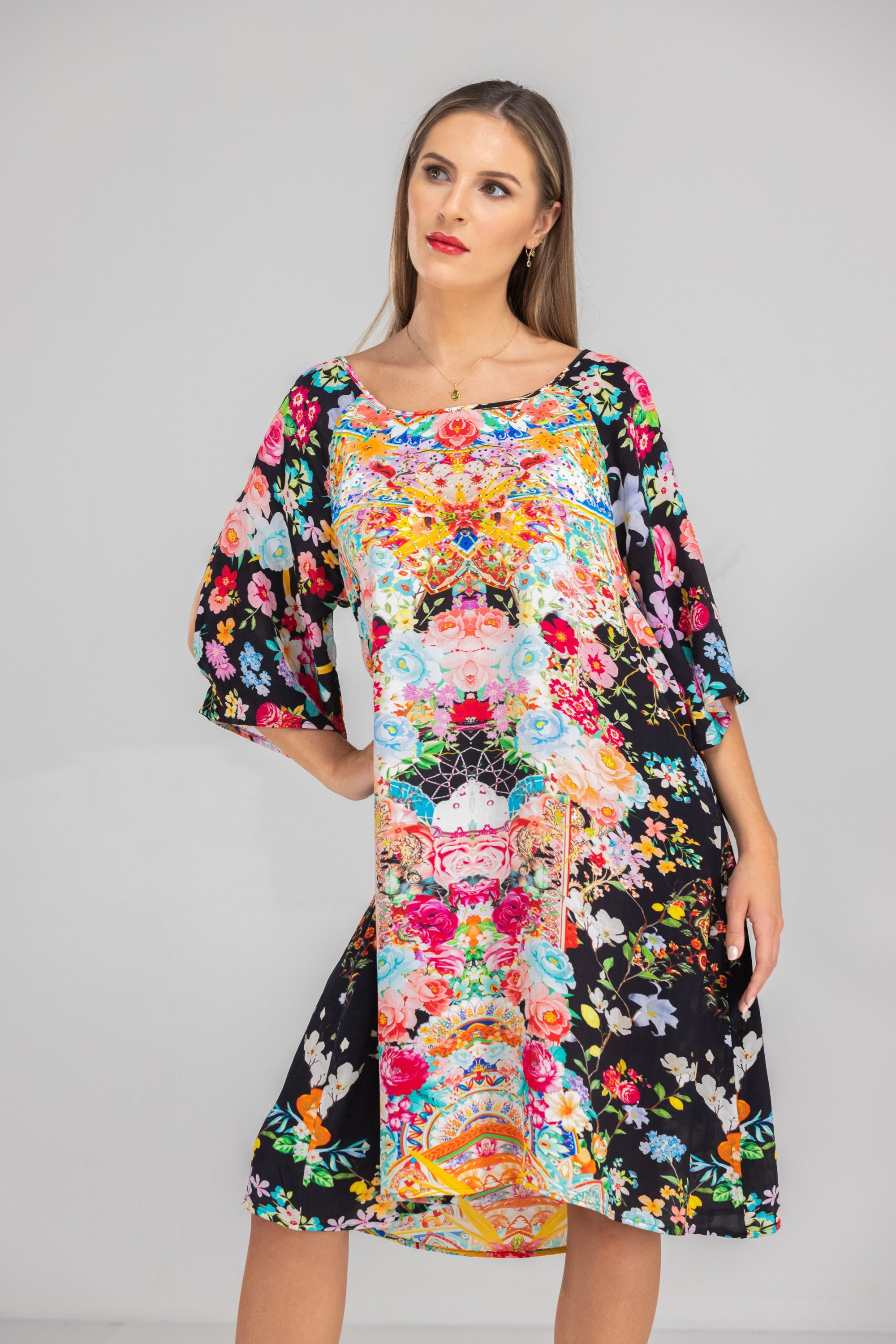 FLORINA NOIR - SLIT SLEEVE DRESS - TheSwankStore