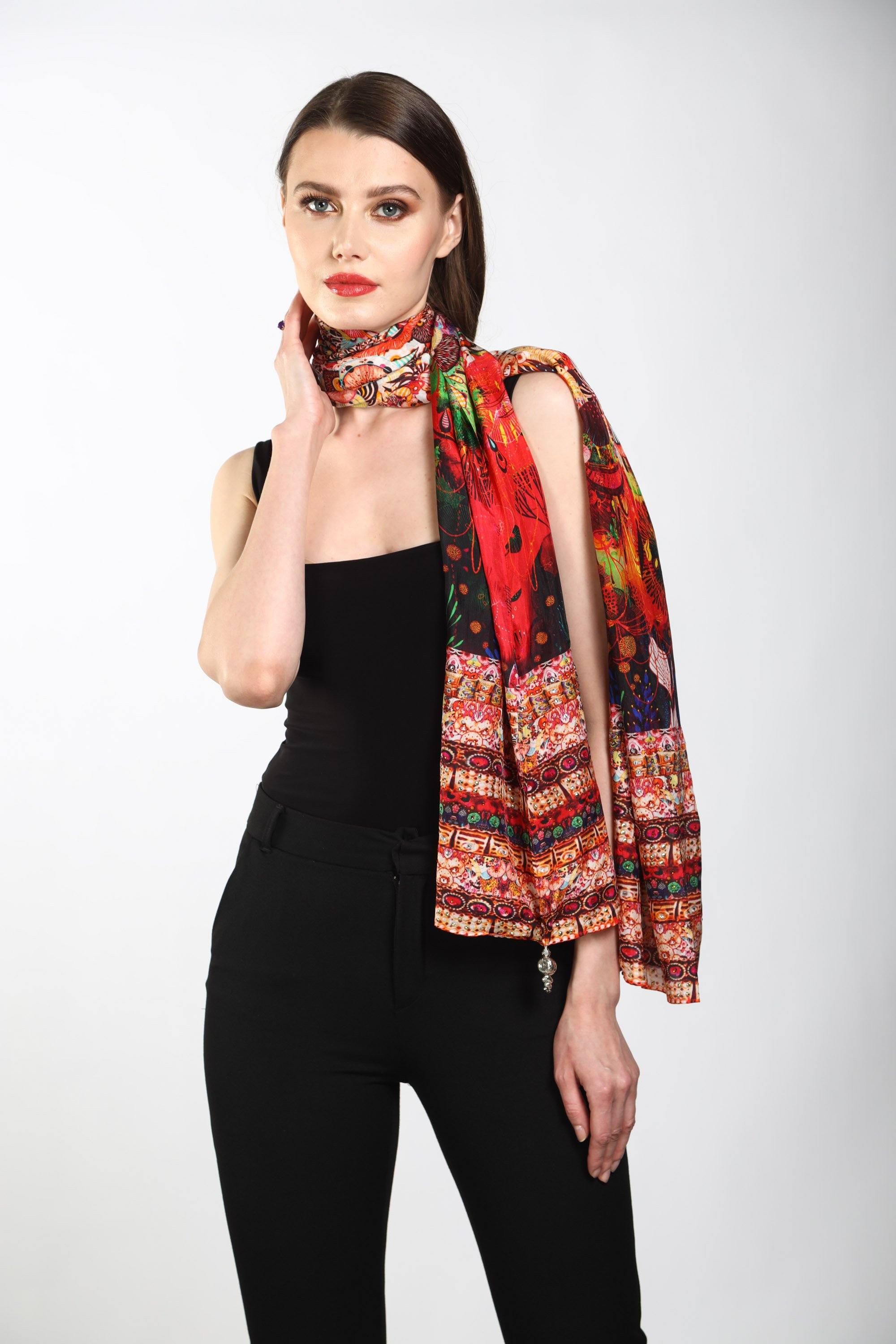 CORRALLE - SILK SCARF - TheSwankStore