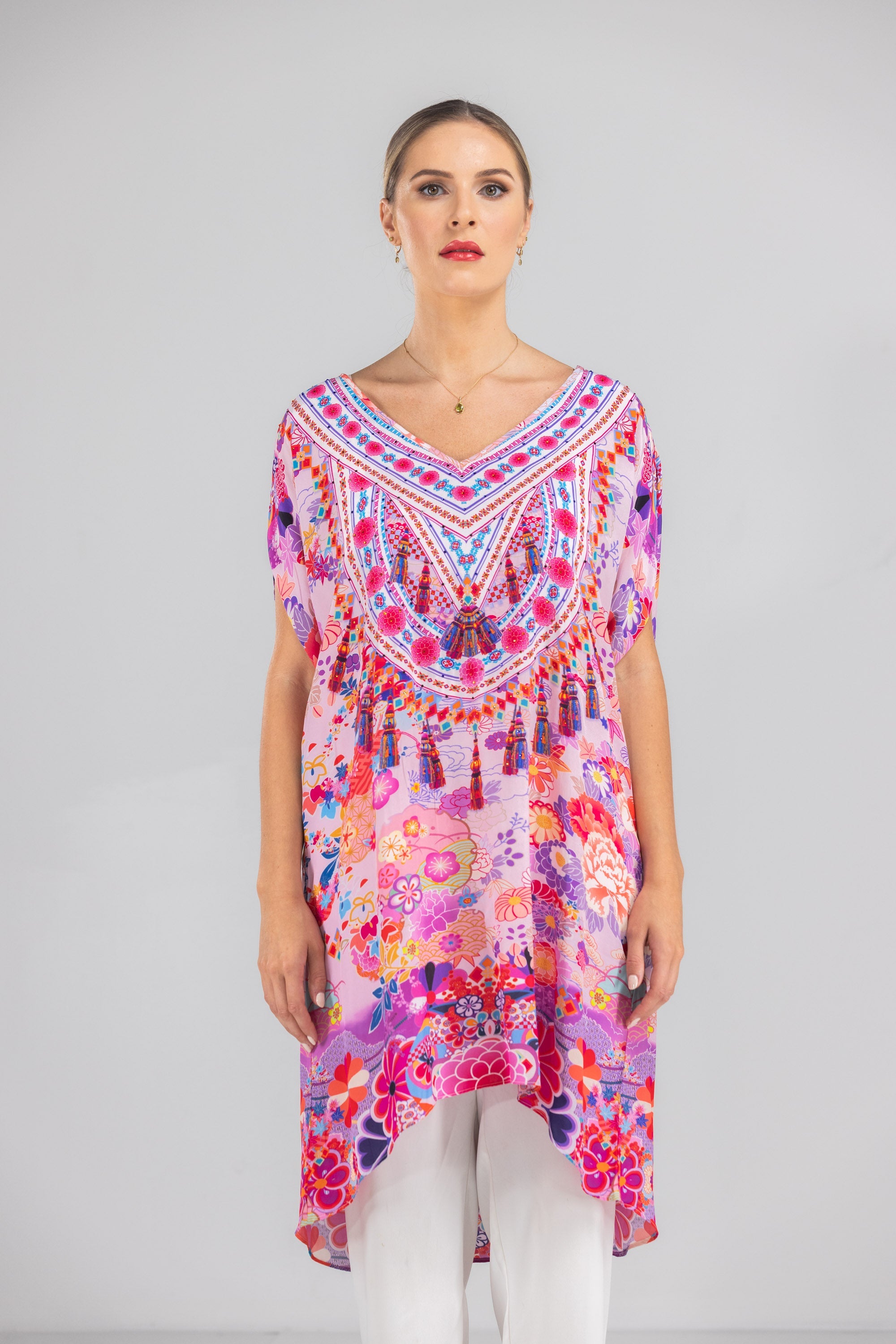 CHERRY BLOSSOM - Kaftan Tunic (Longer Style) - TheSwankStore