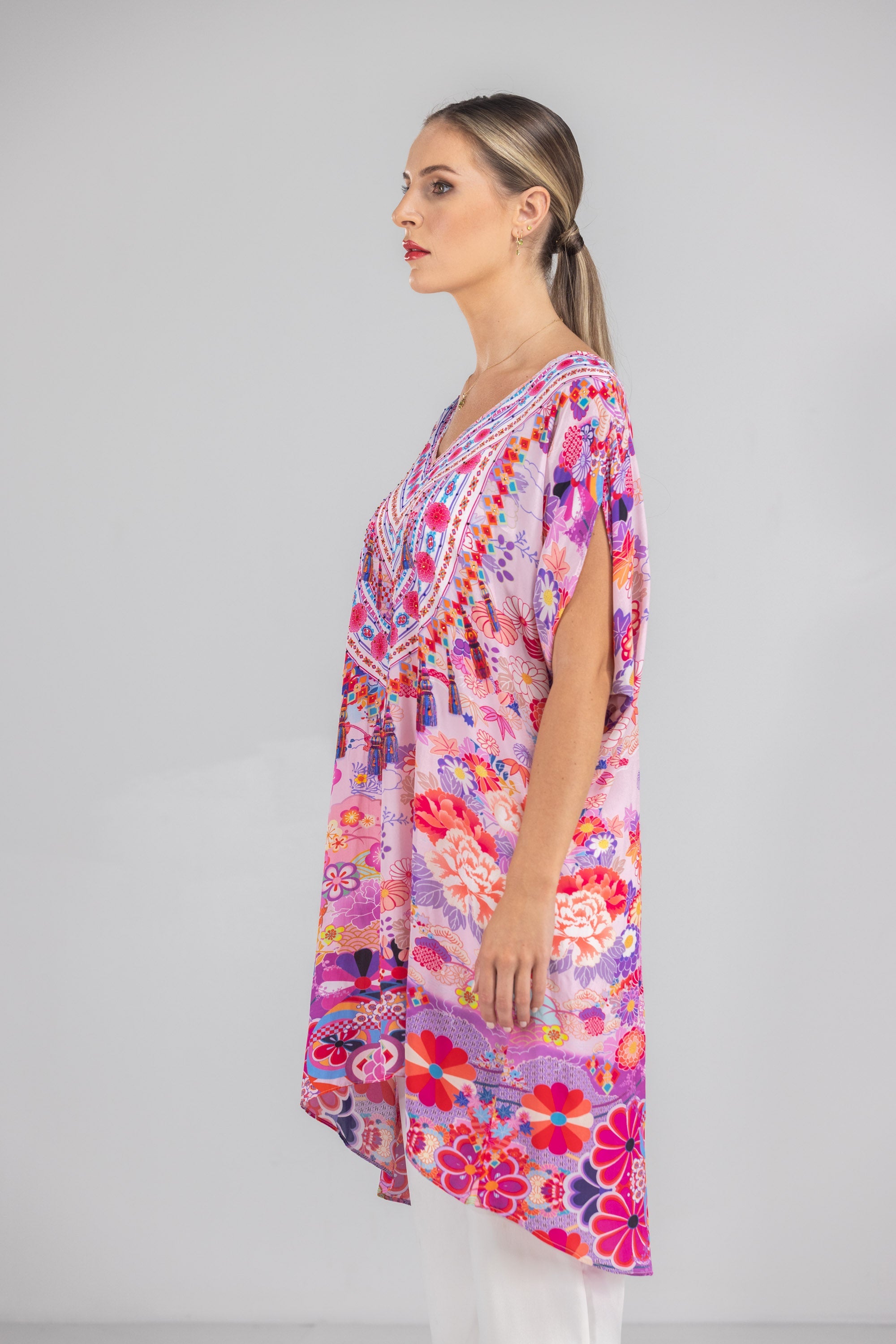 CHERRY BLOSSOM - Kaftan Tunic (Longer Style) - TheSwankStore