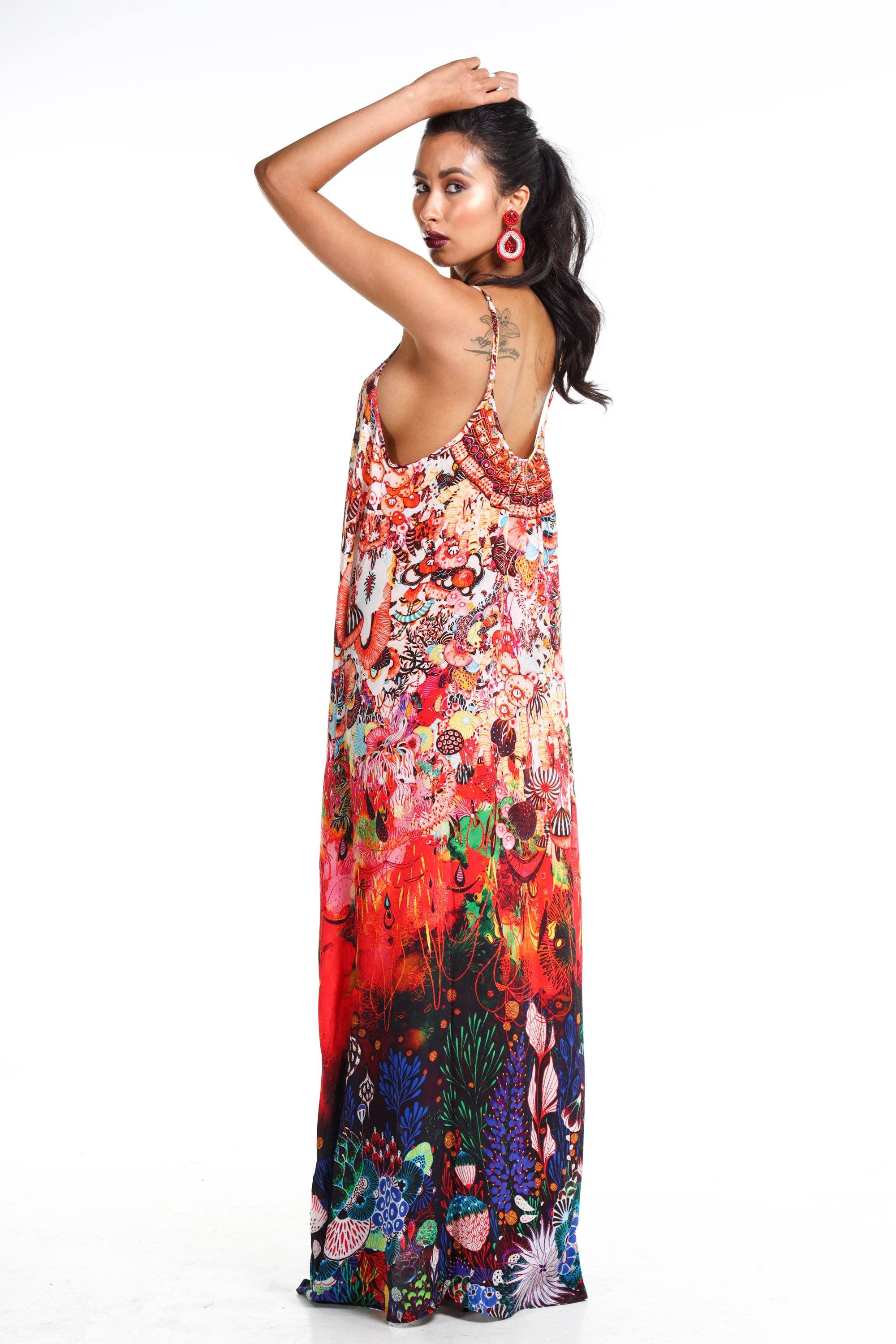 CORRALLE - MAXI DRESS WITH ADJUSTABLE STRAPS - TheSwankStore