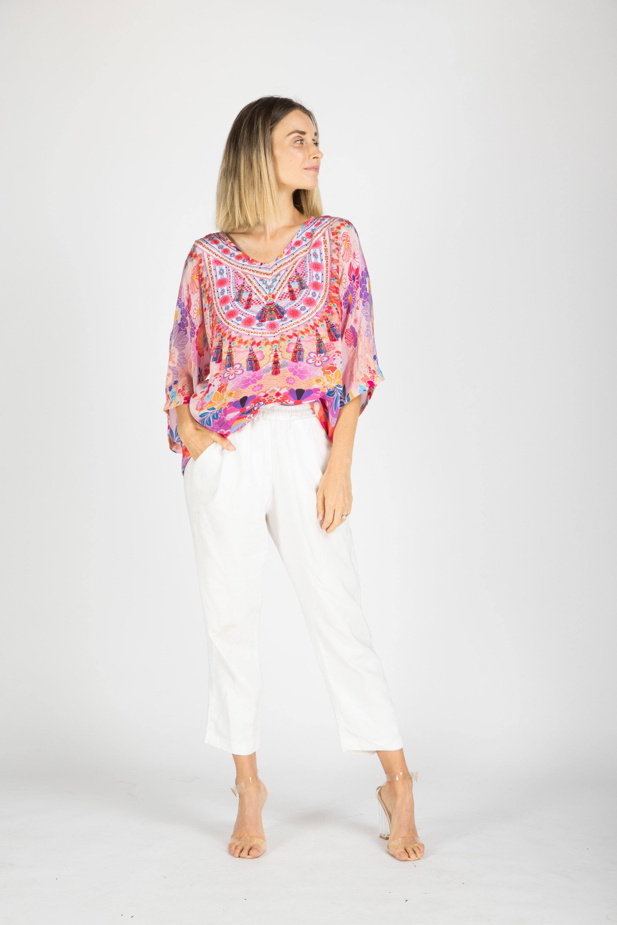 CHERRY BLOSSOM - KAFTAN TOP (Shorter Style) - TheSwankStore