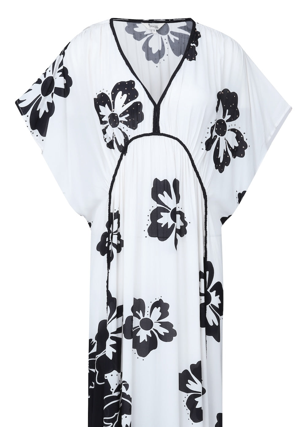 Black and white Avanti Long Kaftan (TheSwankStore) pure Viscose fabric