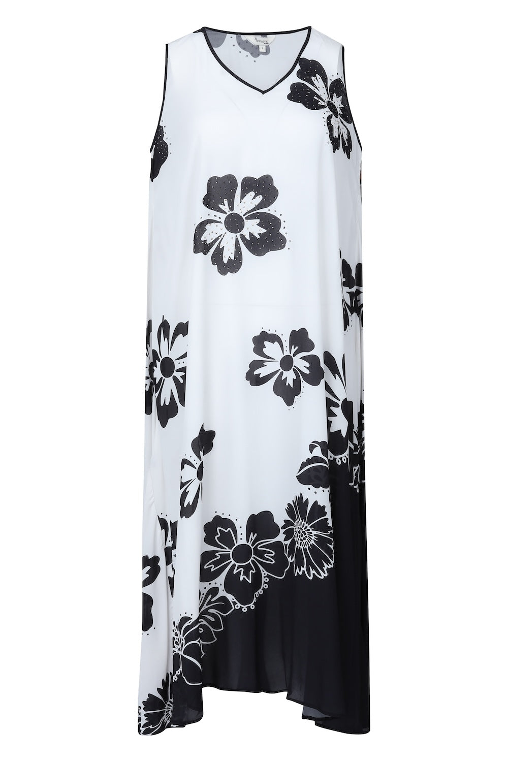 Black and white Avanti Sleeveless Maxi Dress (TheSwankStore) Viscose Crepe fabric