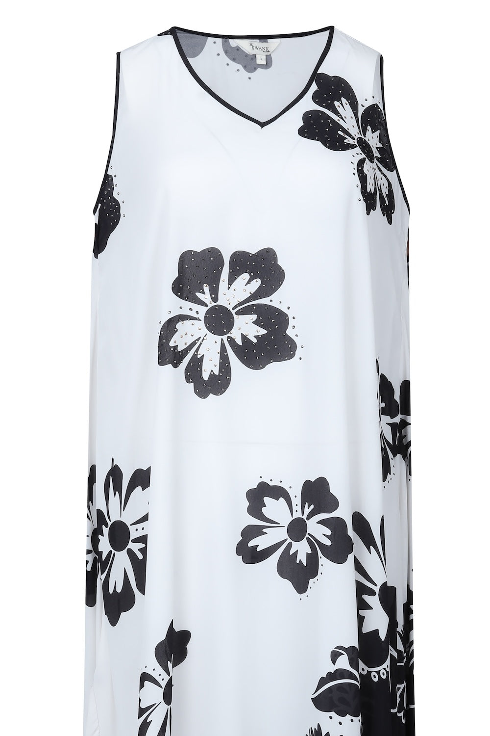 Black and white Avanti Sleeveless Maxi Dress (TheSwankStore) Viscose Crepe fabric