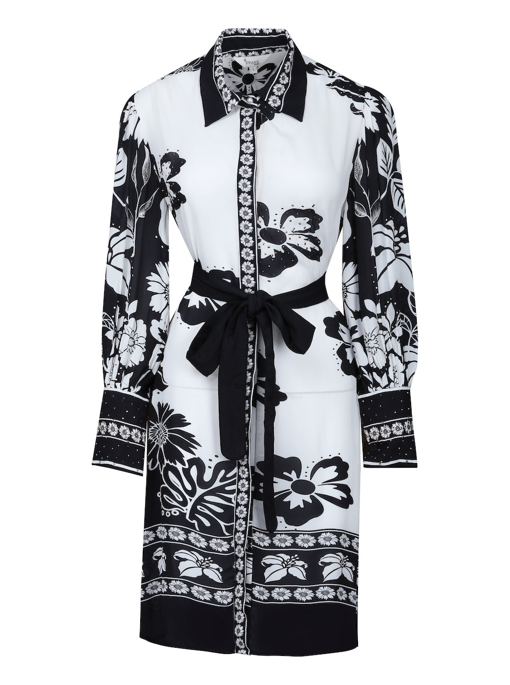 Black and white Avanti Shirt Dress (TheSwankStore) Viscose Crepe fabric