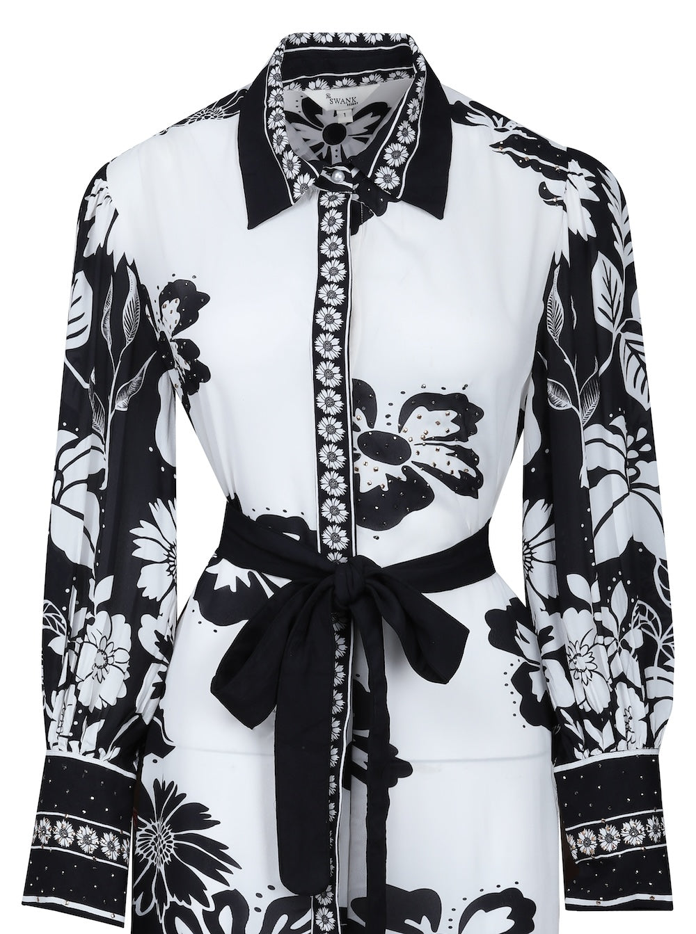 Black and white Avanti Shirt Dress (TheSwankStore) Viscose Crepe fabric