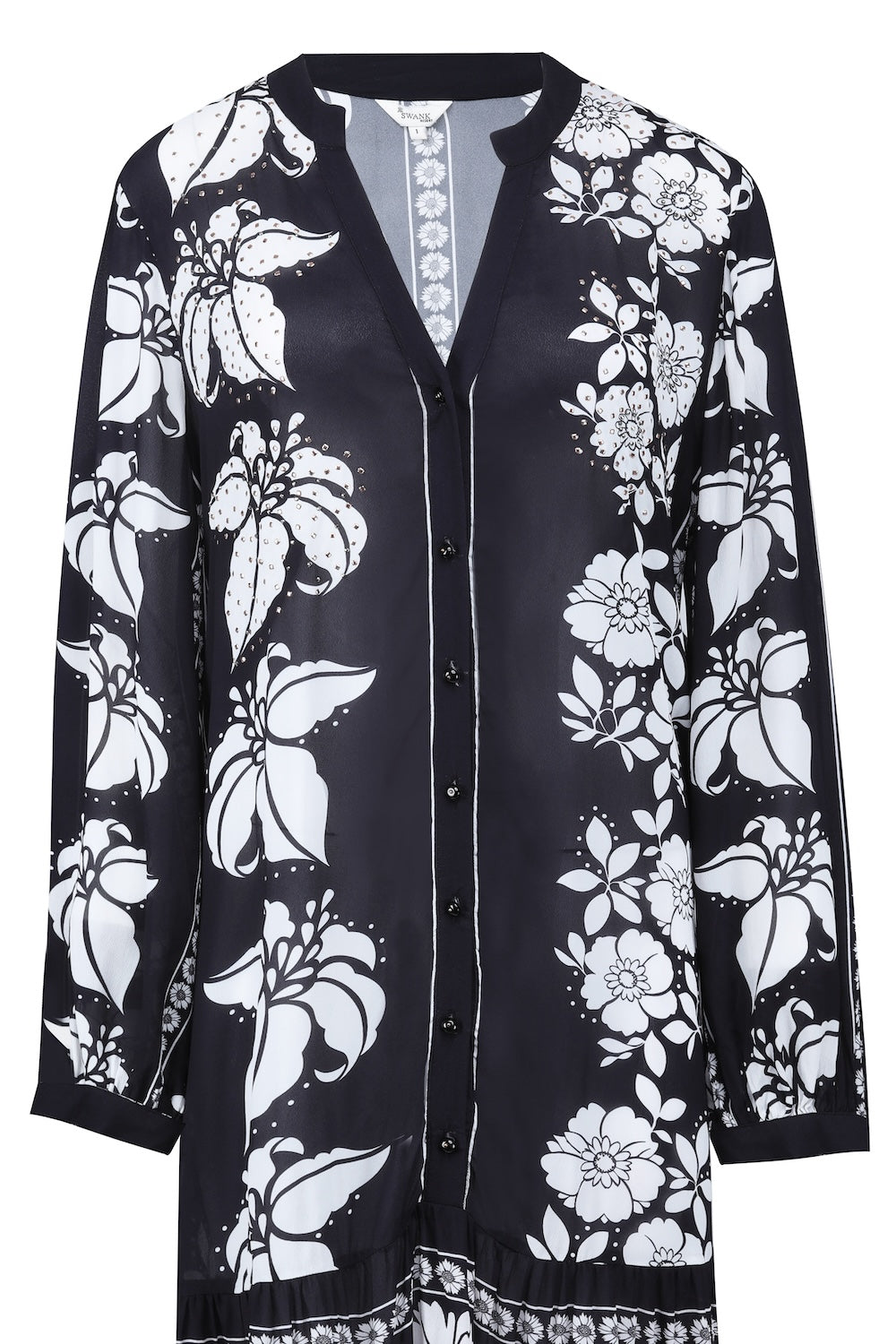Black and White Avant Ava maxi dress in soft viscose fabric.