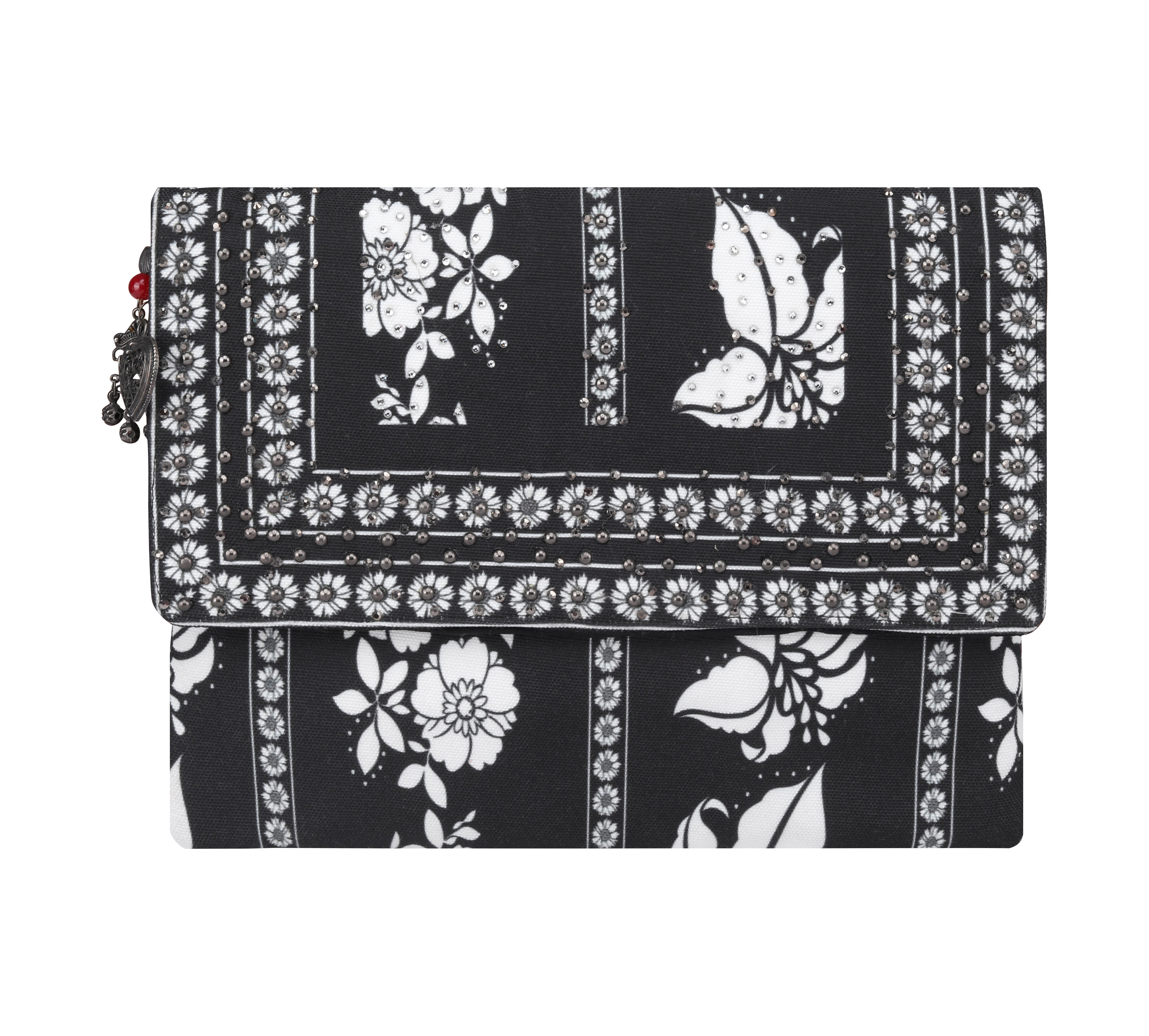 Black and white AVANTI - CLUTCH BAG Canvas fabric