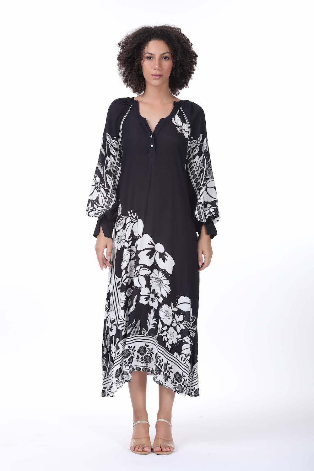 Black and white Avanti Smock Dress (TheSwankStore) Viscose Crepe fabric