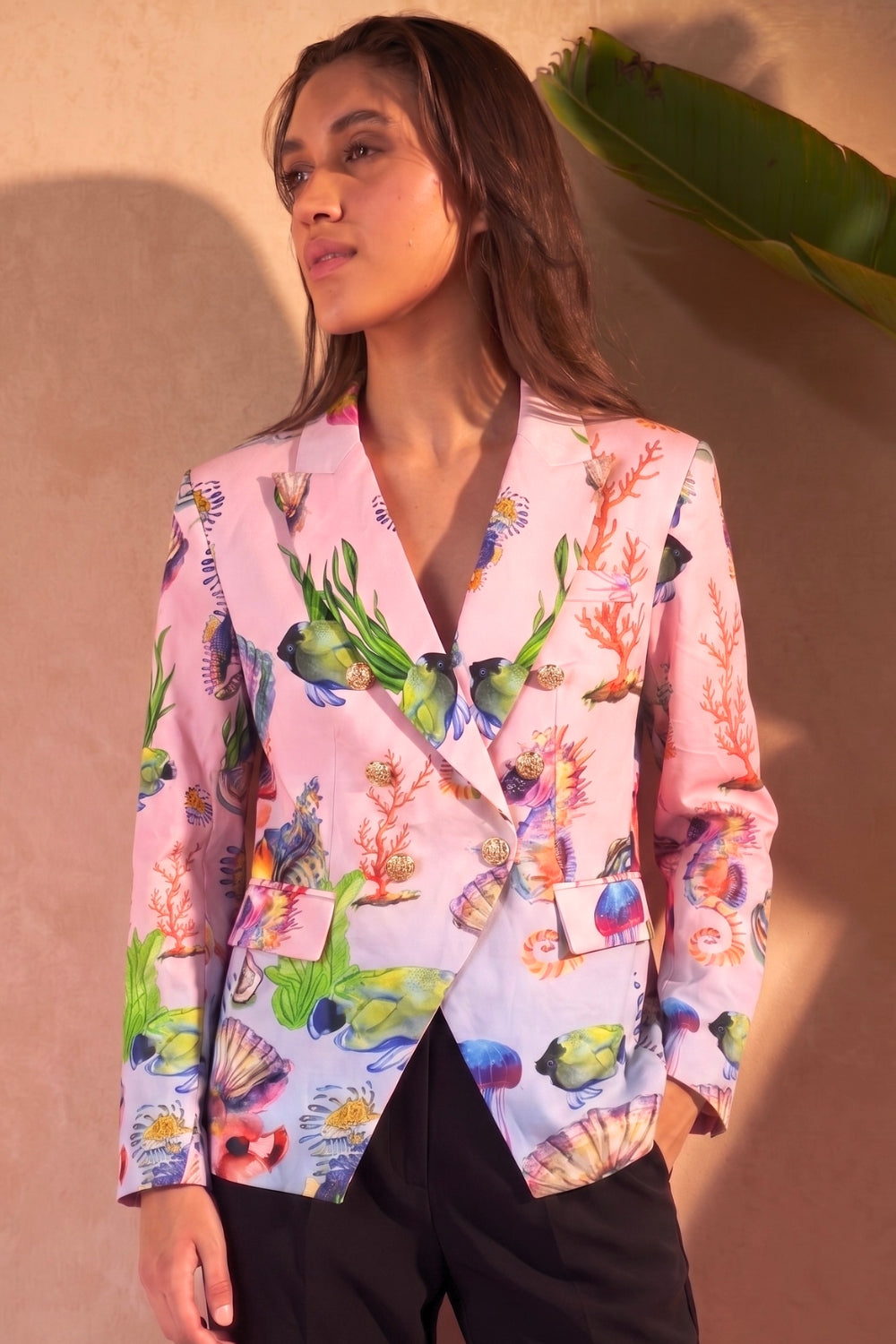 SHELLS MULTICOLOR - DATURA BLAZER (100% Silk) - TheSwankStore