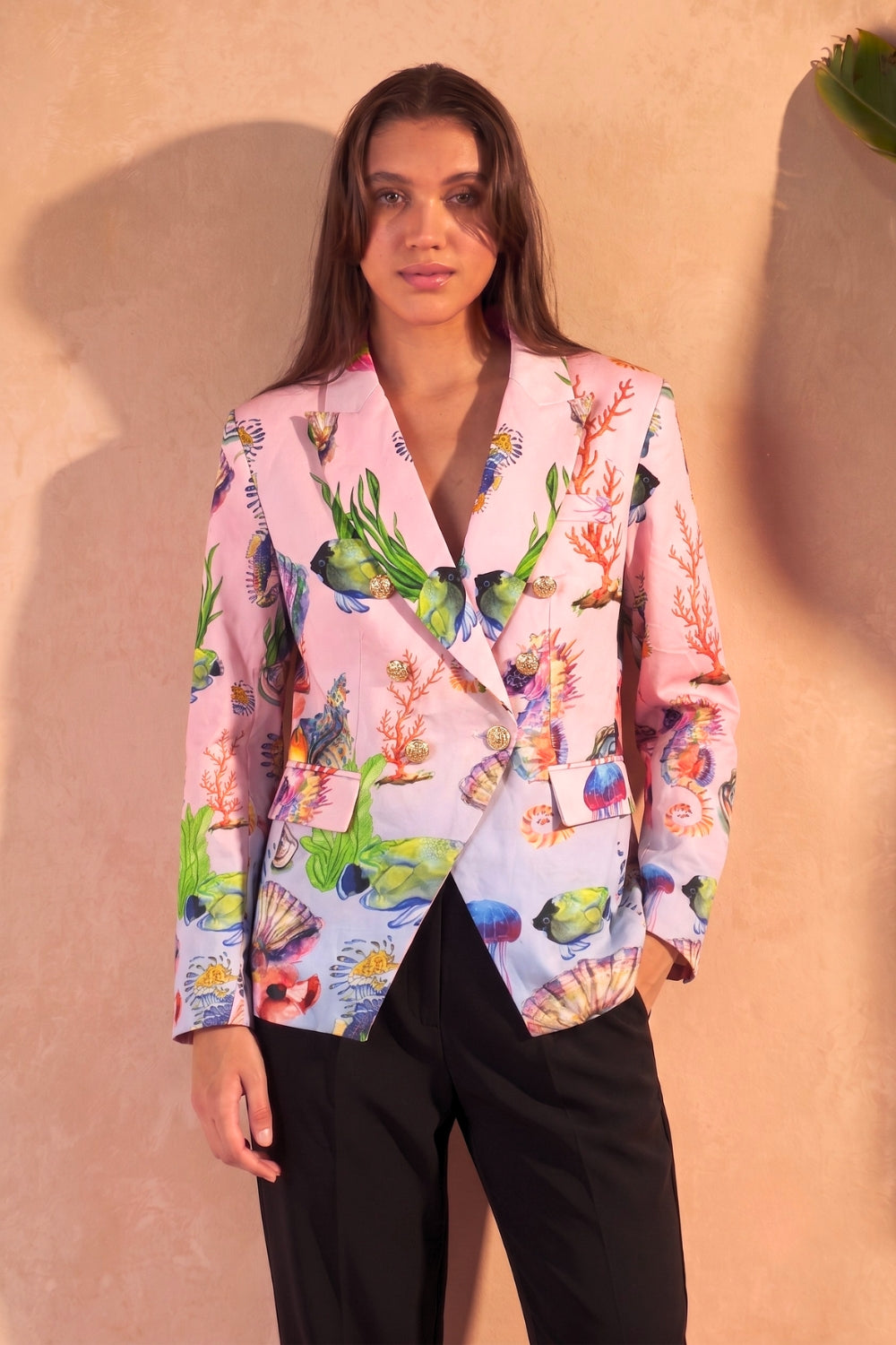 SHELLS MULTICOLOR - DATURA BLAZER (100% Silk) - TheSwankStore