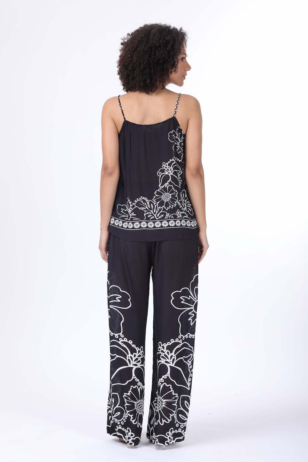 Back view of the black and white AVANTI - CAMI TOP | Lightweight and chic design with Viscose Fabric