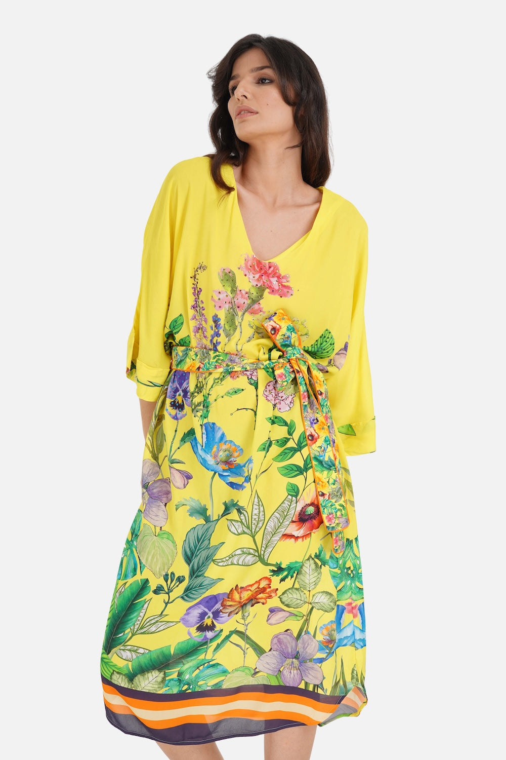 CALICO - MIDI DRESS WITH SHORT SLEEVE - TheSwankStore