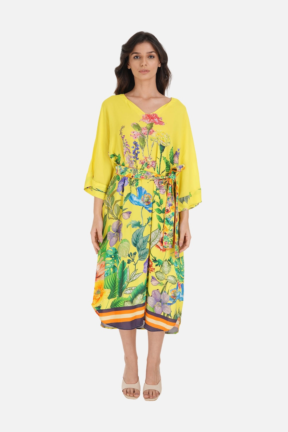 calico floral midi dress Calico Midi Dress with Short Sleeve