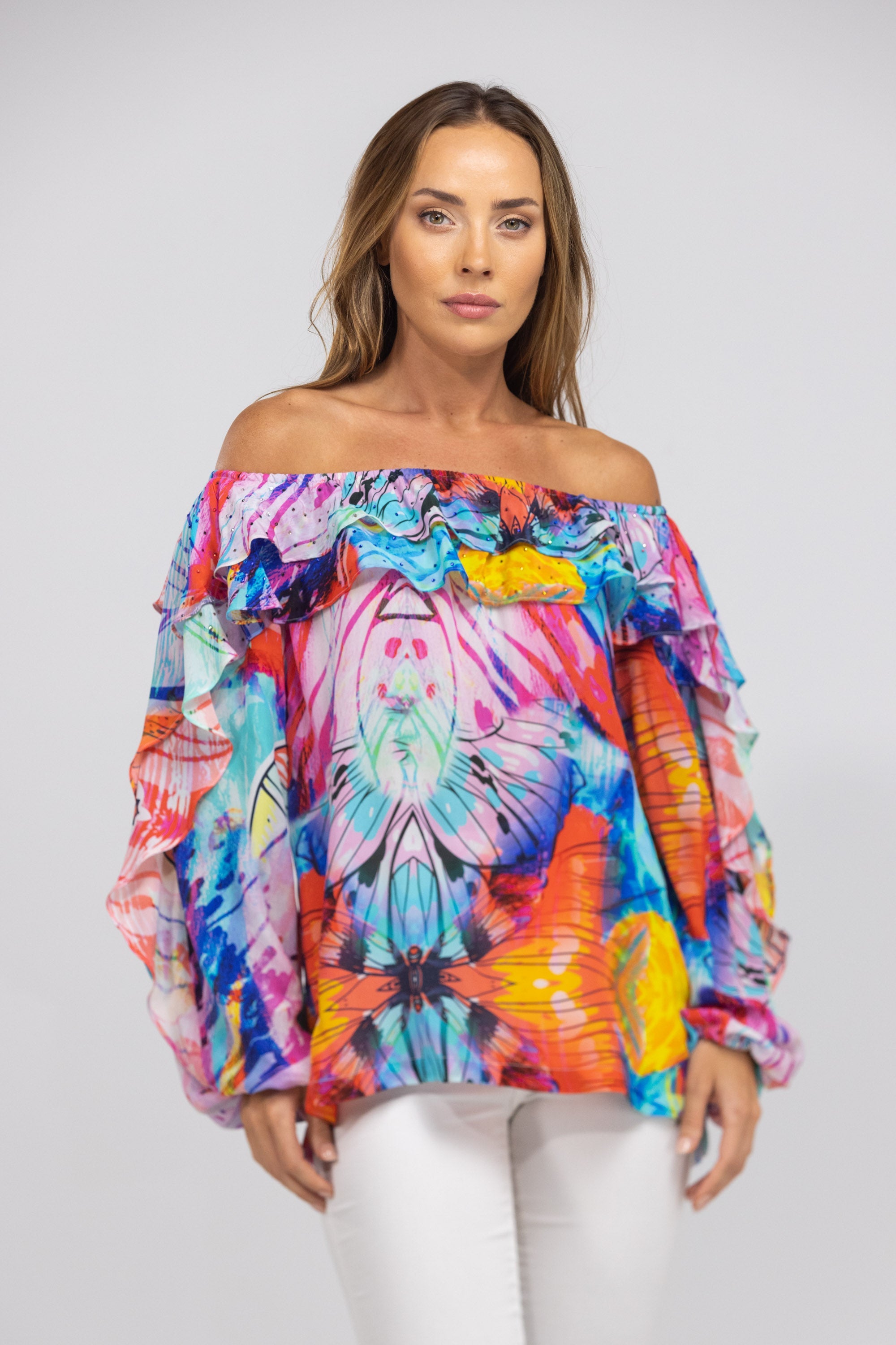 CANBERRA - FLAMENCO TOP 100% Silk - TheSwankStore