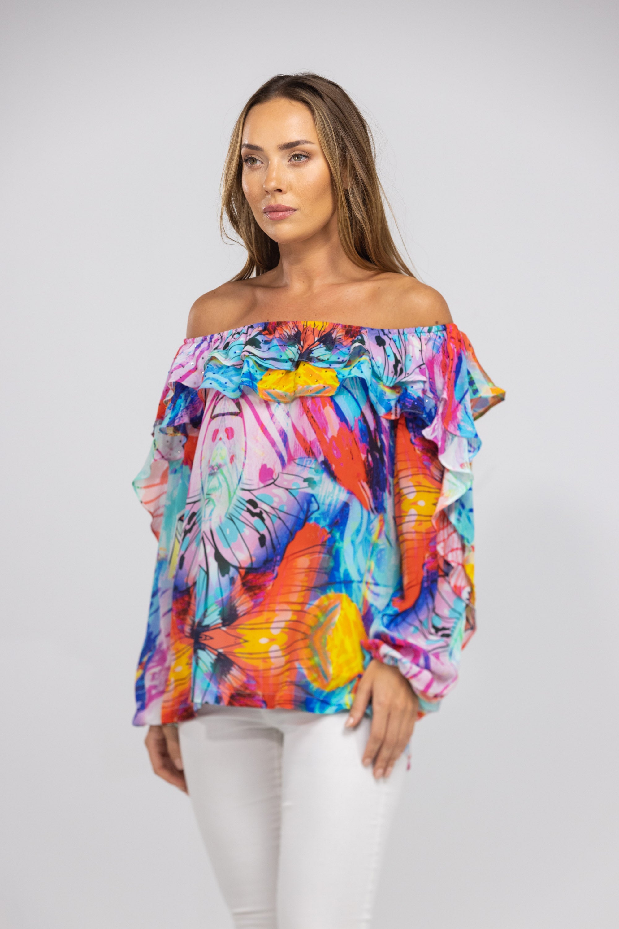 CANBERRA - FLAMENCO TOP 100% Silk - TheSwankStore