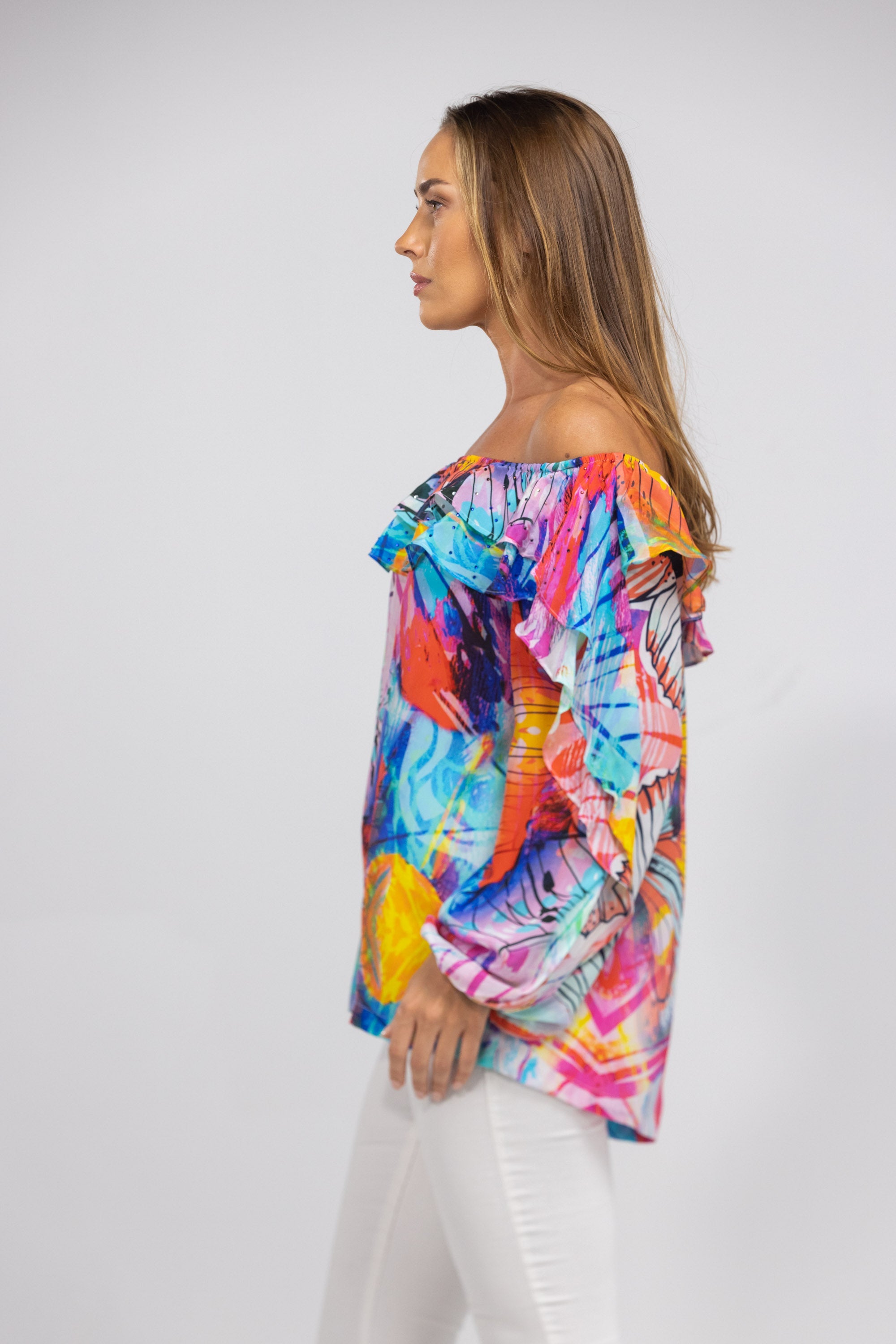 CANBERRA - FLAMENCO TOP 100% Silk - TheSwankStore