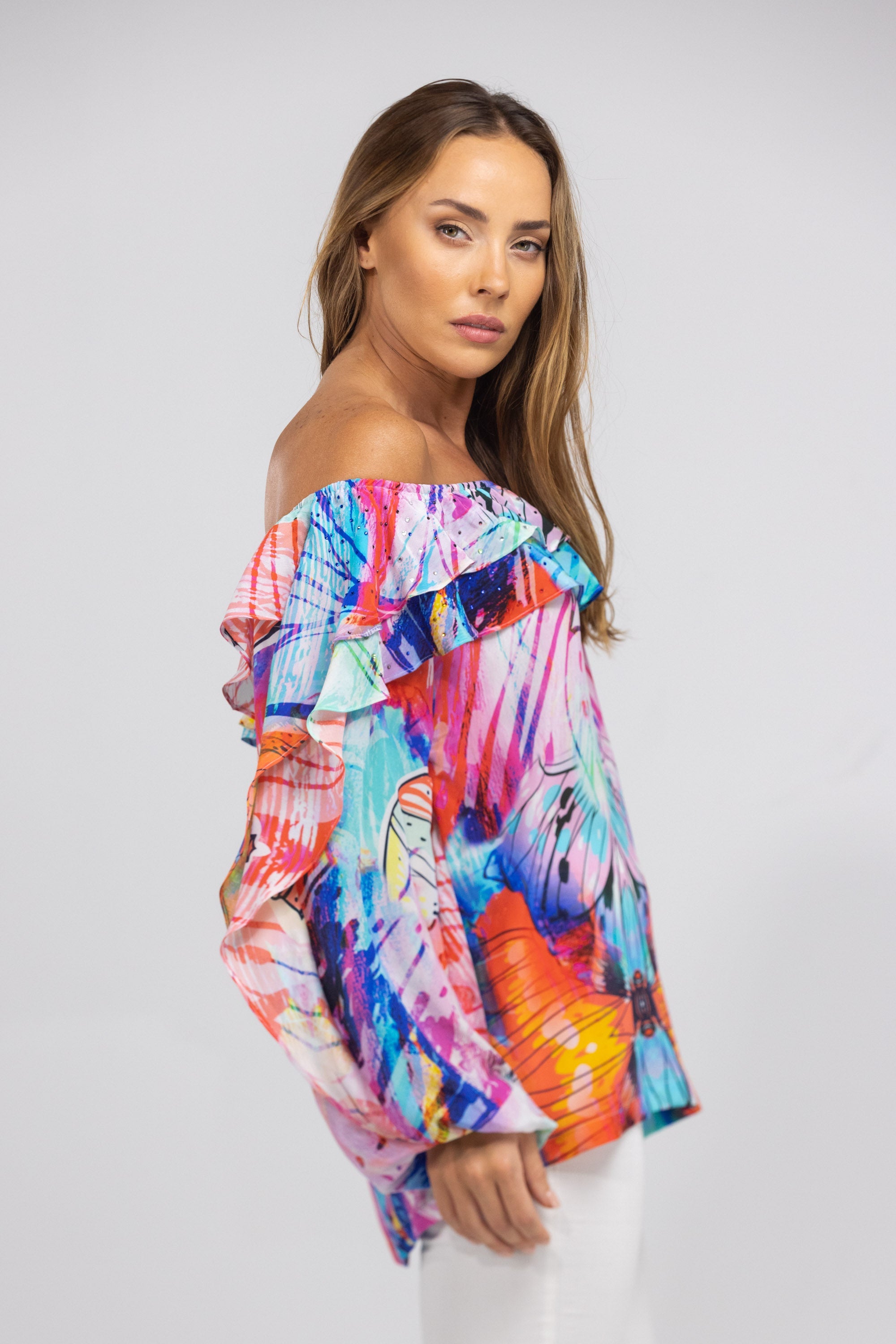 CANBERRA - FLAMENCO TOP 100% Silk - TheSwankStore