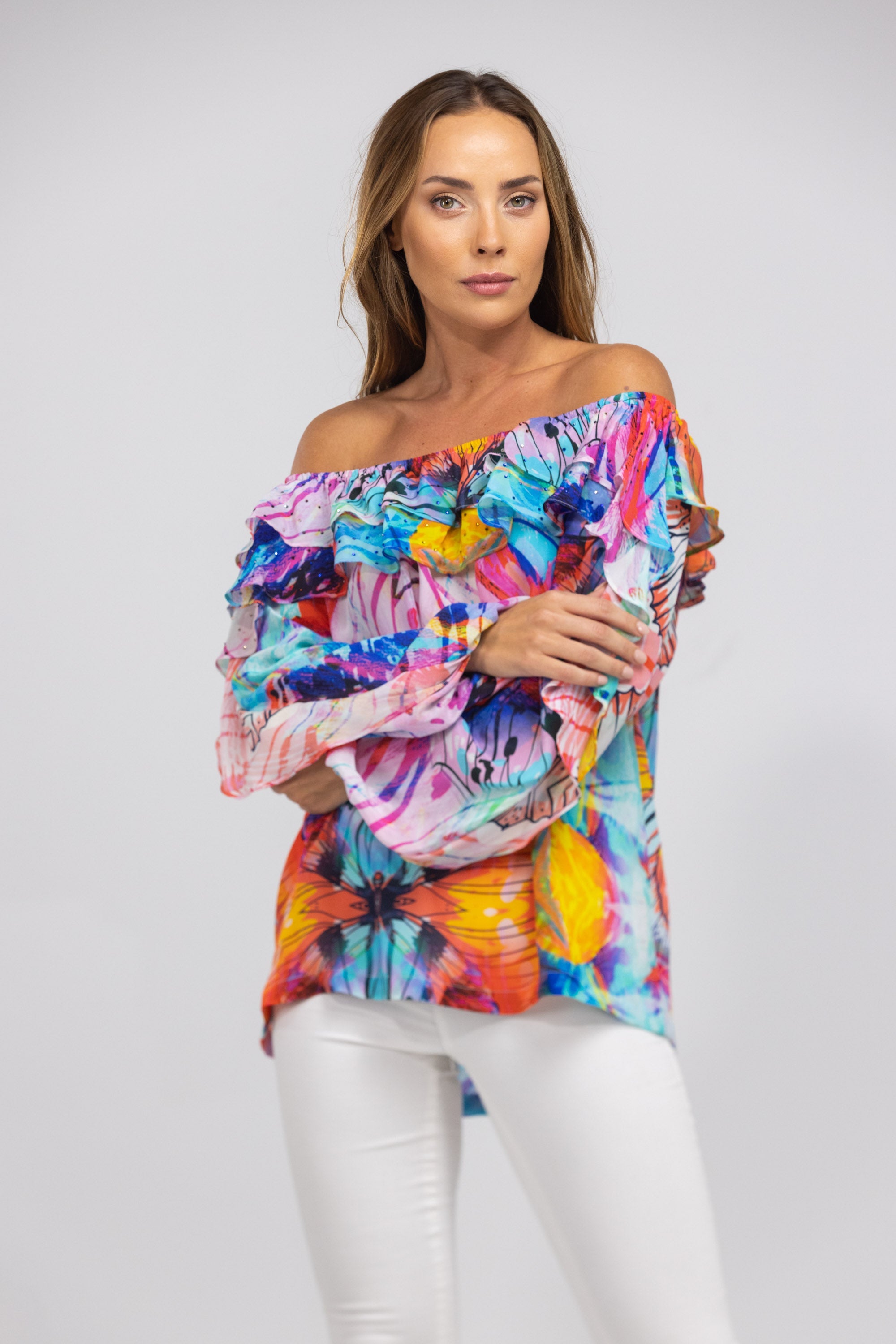 CANBERRA - FLAMENCO TOP 100% Silk - TheSwankStore
