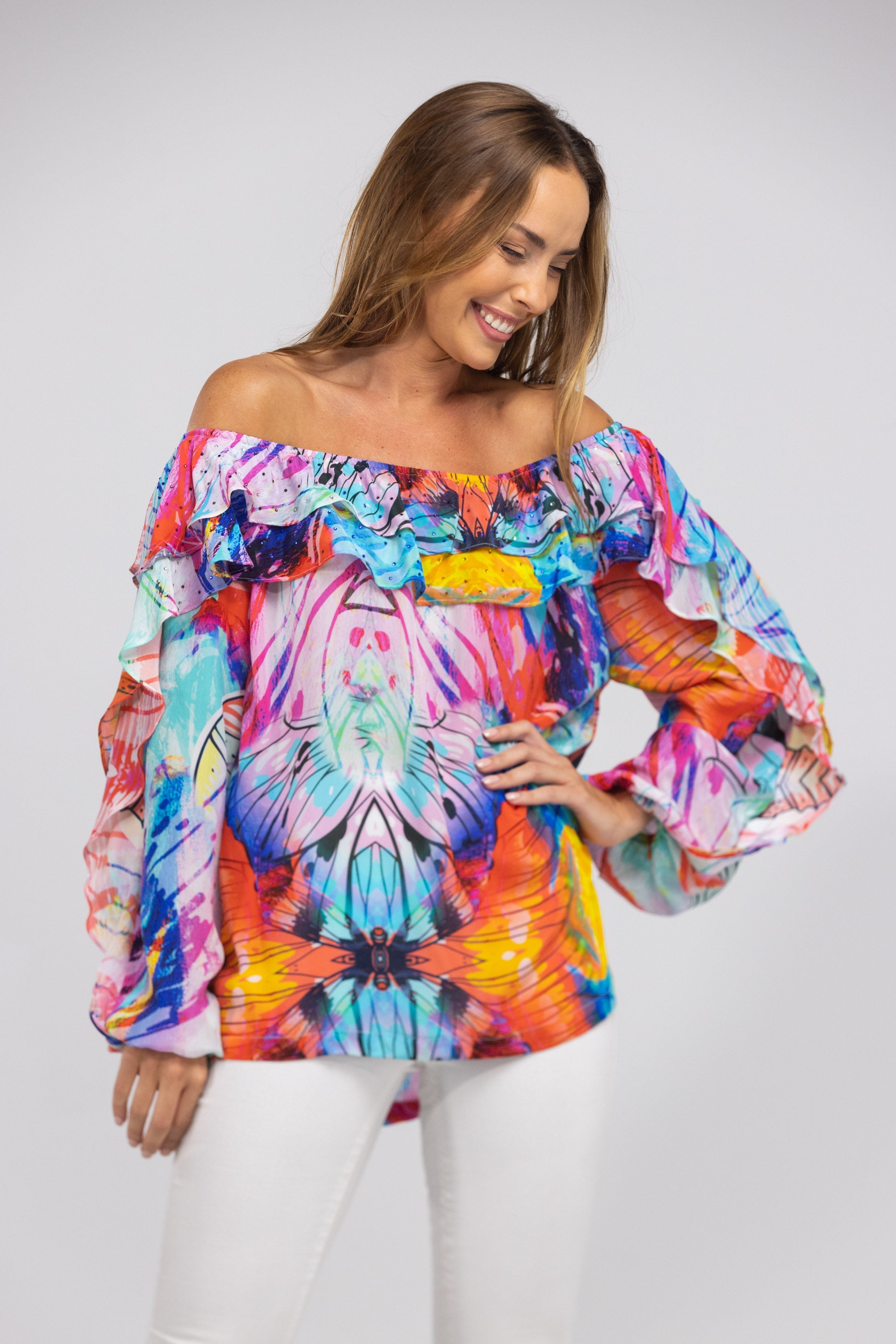 CANBERRA - FLAMENCO TOP 100% Silk - TheSwankStore