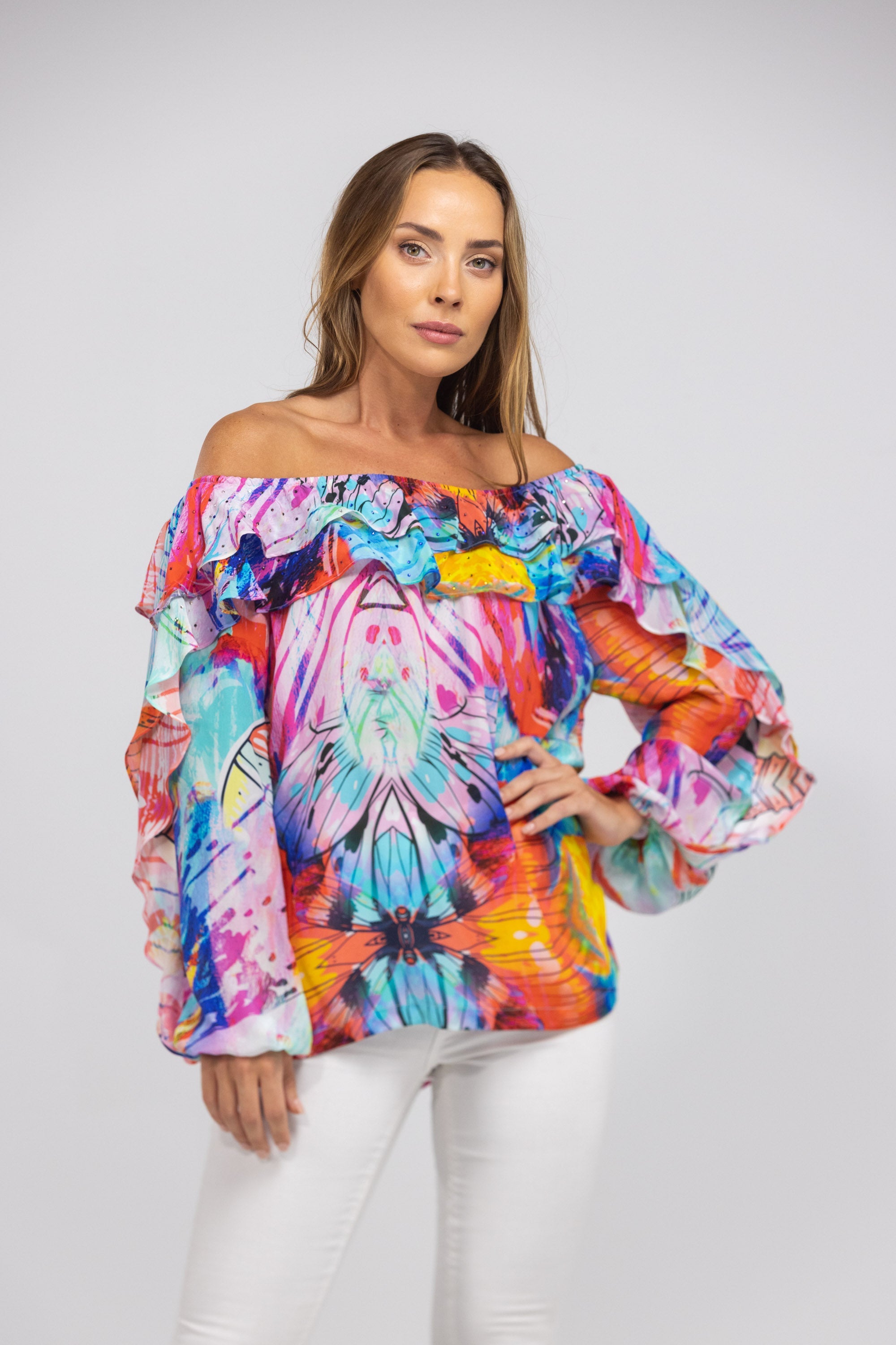 CANBERRA - FLAMENCO TOP 100% Silk - TheSwankStore